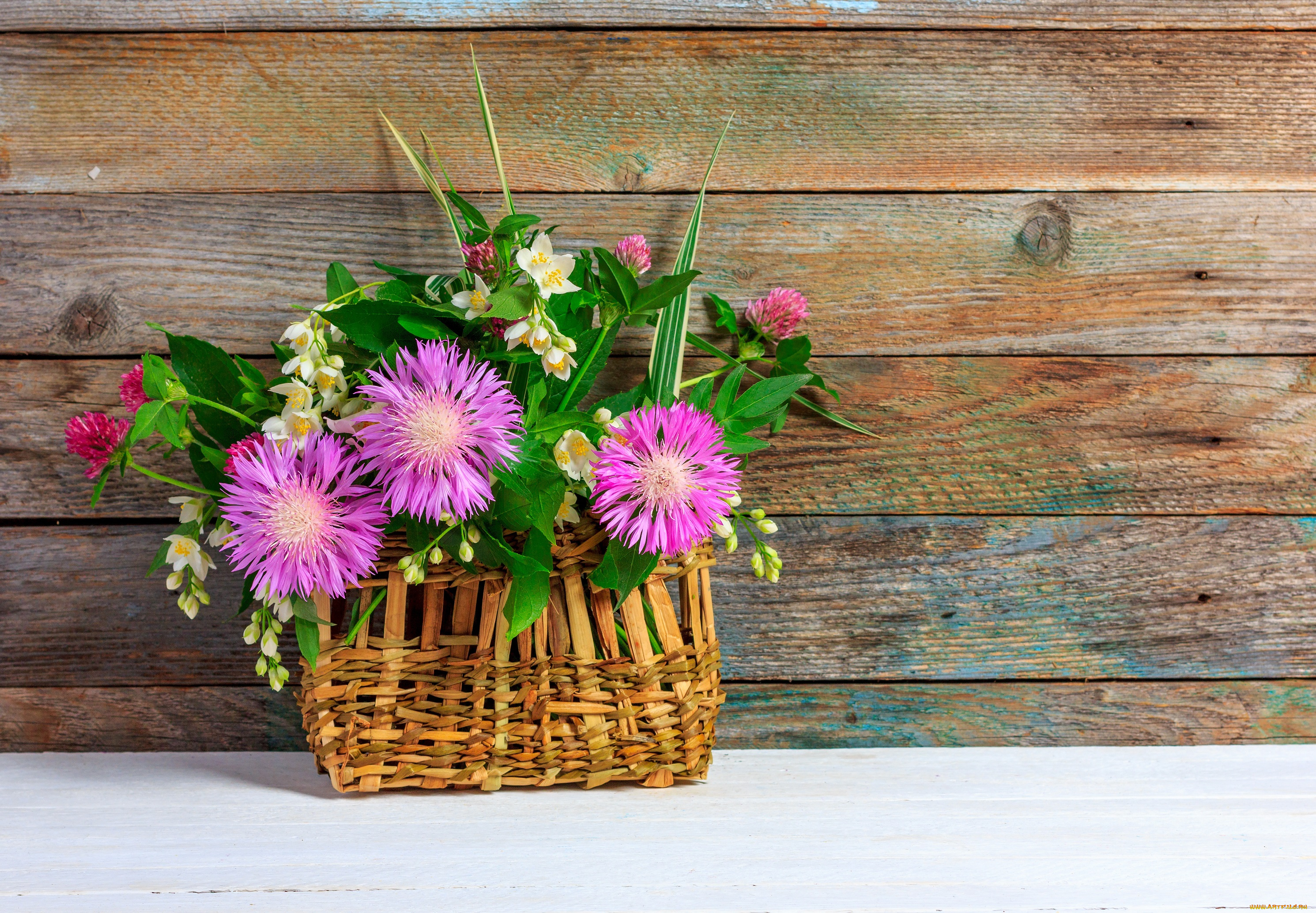 цветы, разные, вместе, корзина, букет