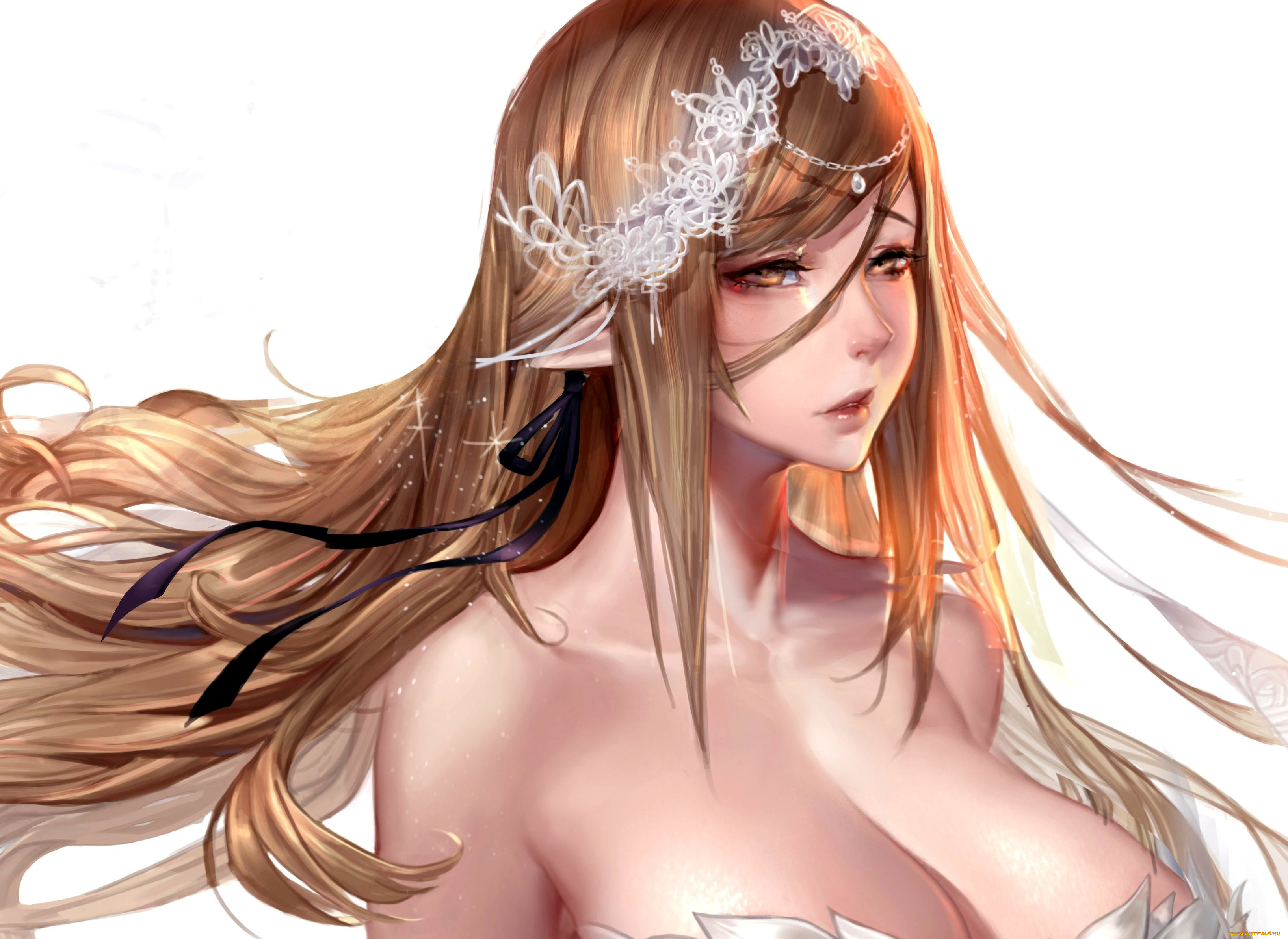 аниме, животные, , существа, девушка, эльф, украшения