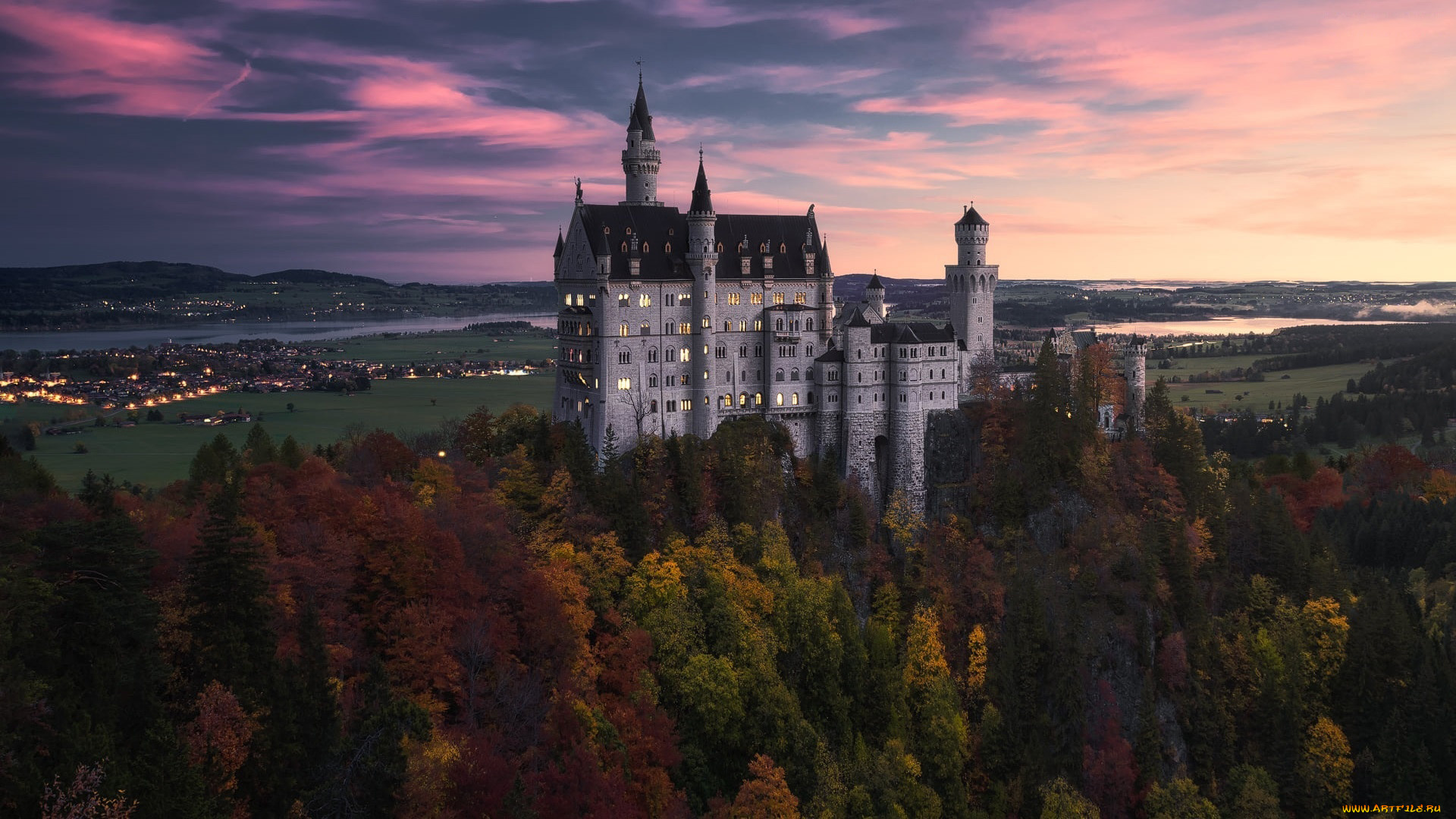 города, замок, нойшванштайн, , германия, neuschwanstein, castle
