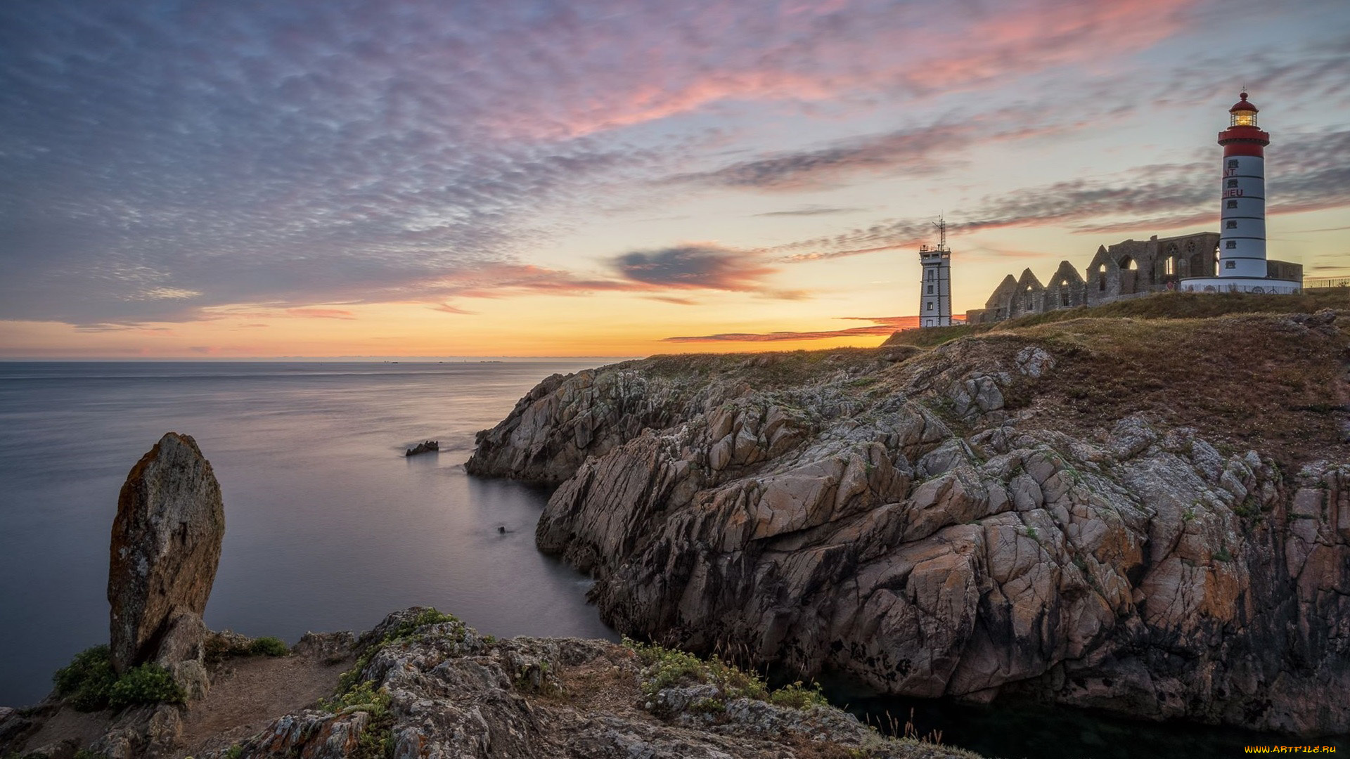 saint-mathieu, lighthouse, france, природа, маяки, saint-mathieu, lighthouse