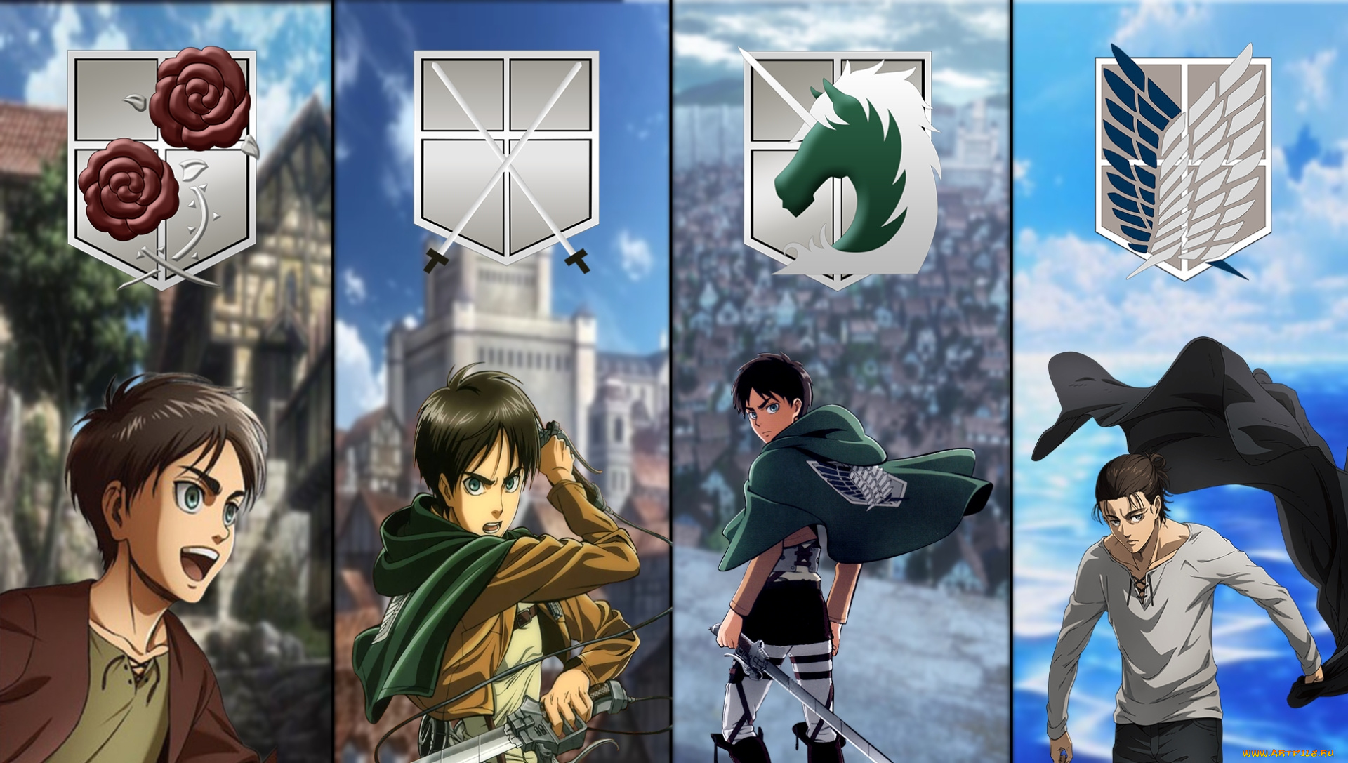 аниме, shingeki, no, kyojin, атака, титанов