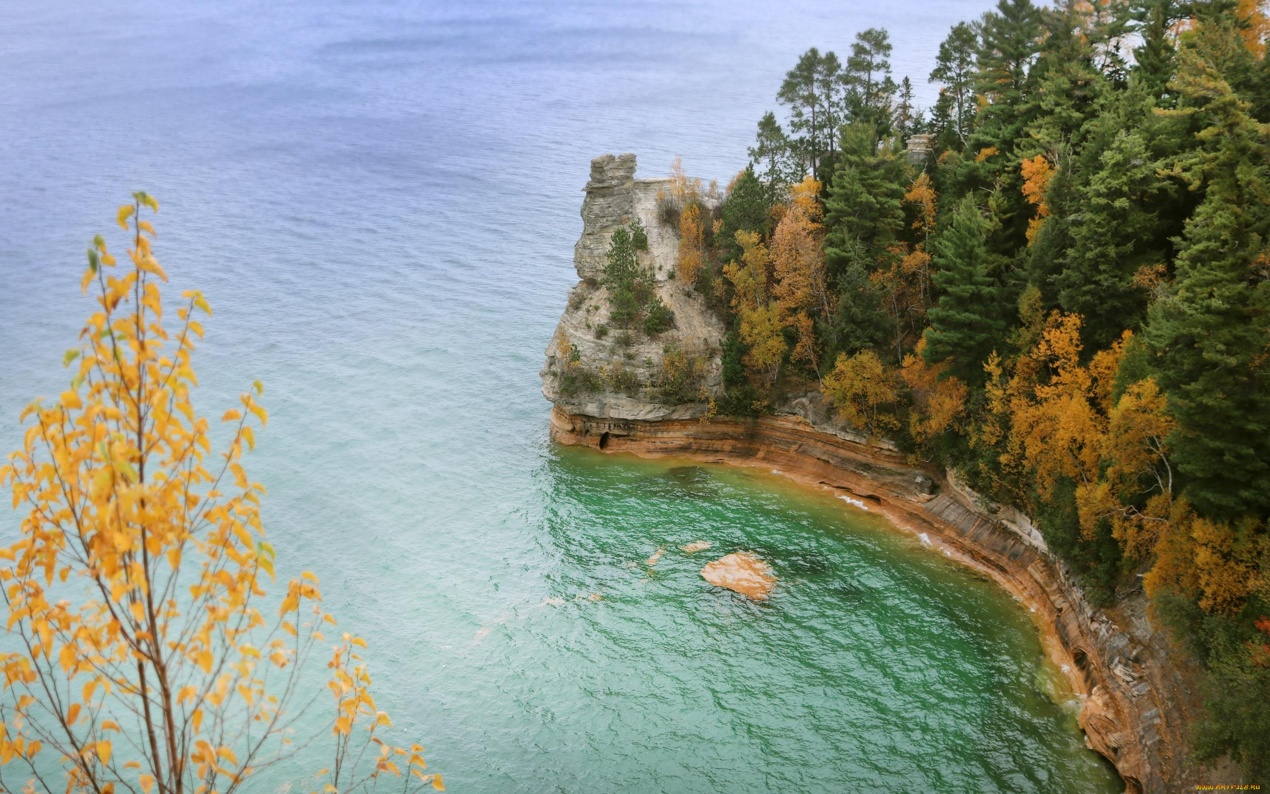 pictured, rocks, national, lakeshore, michigan, usa, природа, побережье, pictured, rocks, national, lakeshore