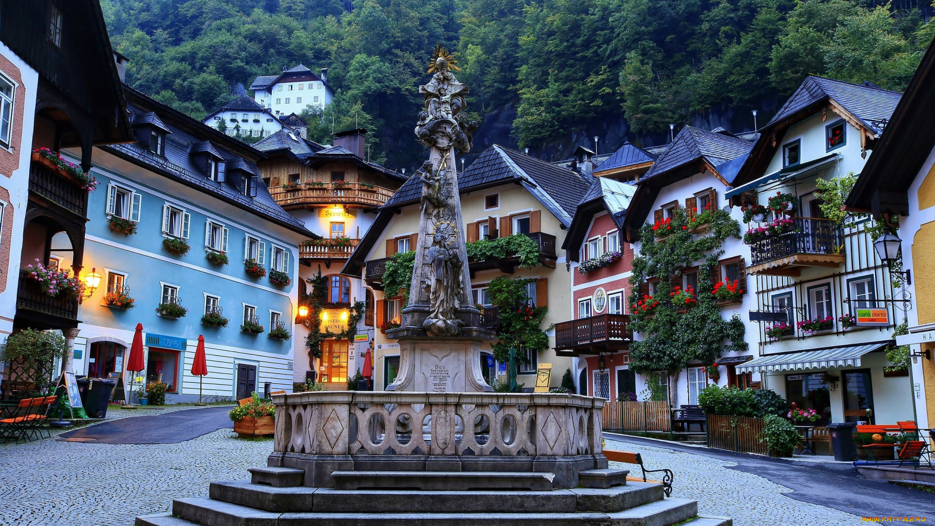 города, гальштат, , австрия, площадь, памятник