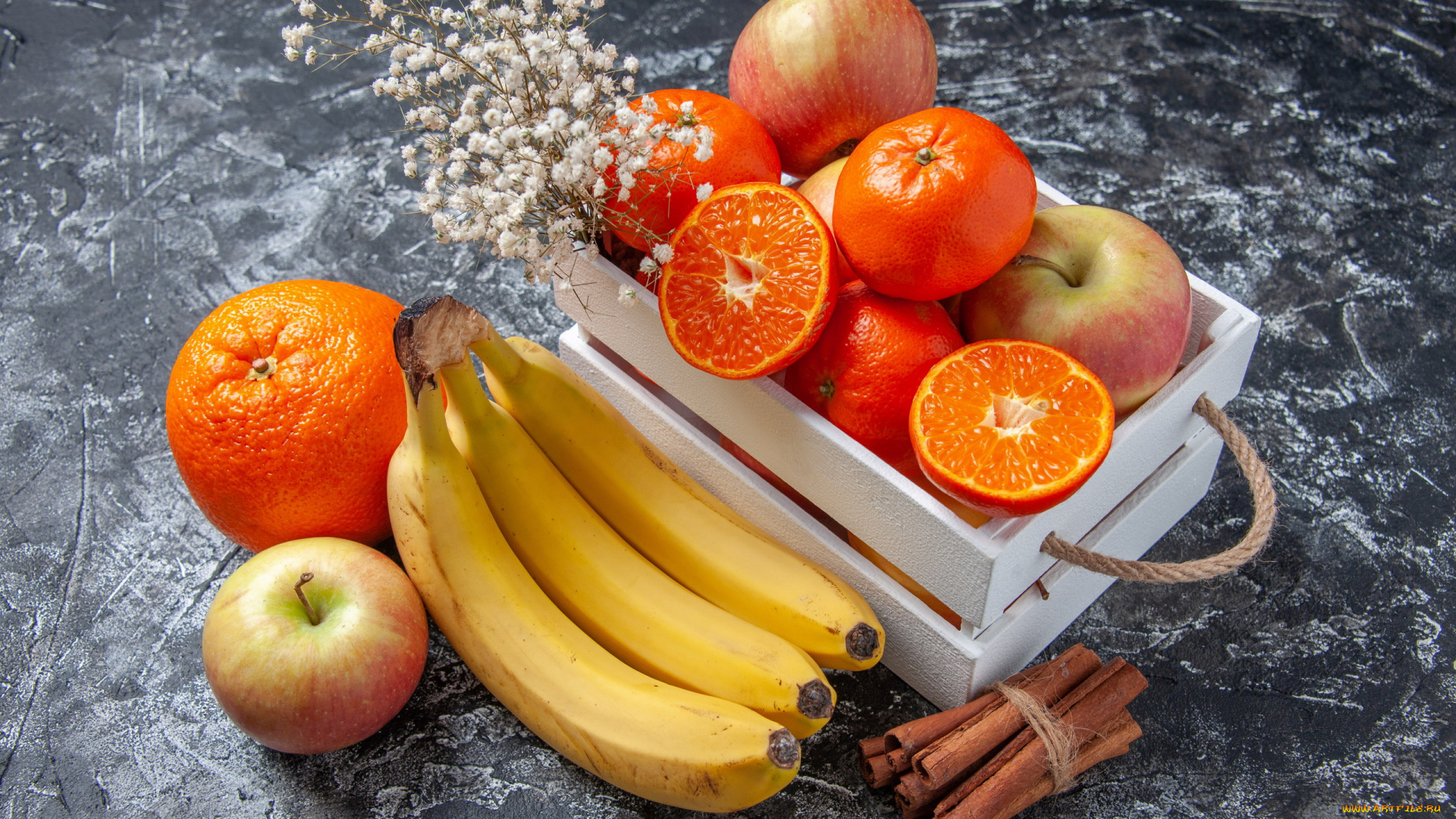 еда, фрукты, , ягоды, апельсины, яблоки, бананы, корица