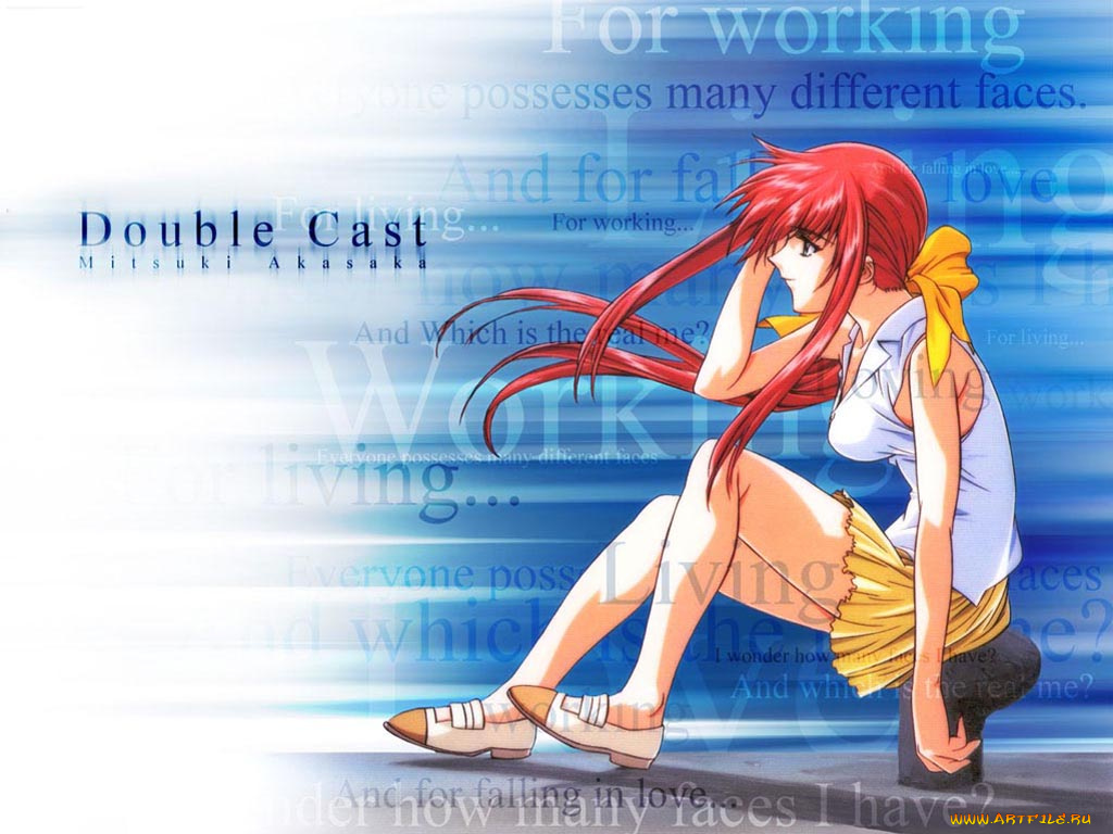 аниме, double, cast, девушка, глаза, волосы