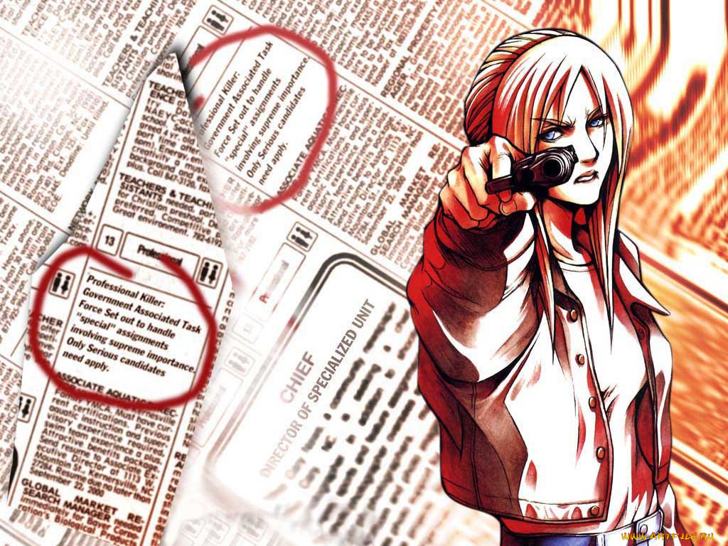 аниме, weapon, blood, technology, девушка, глаза, волосы