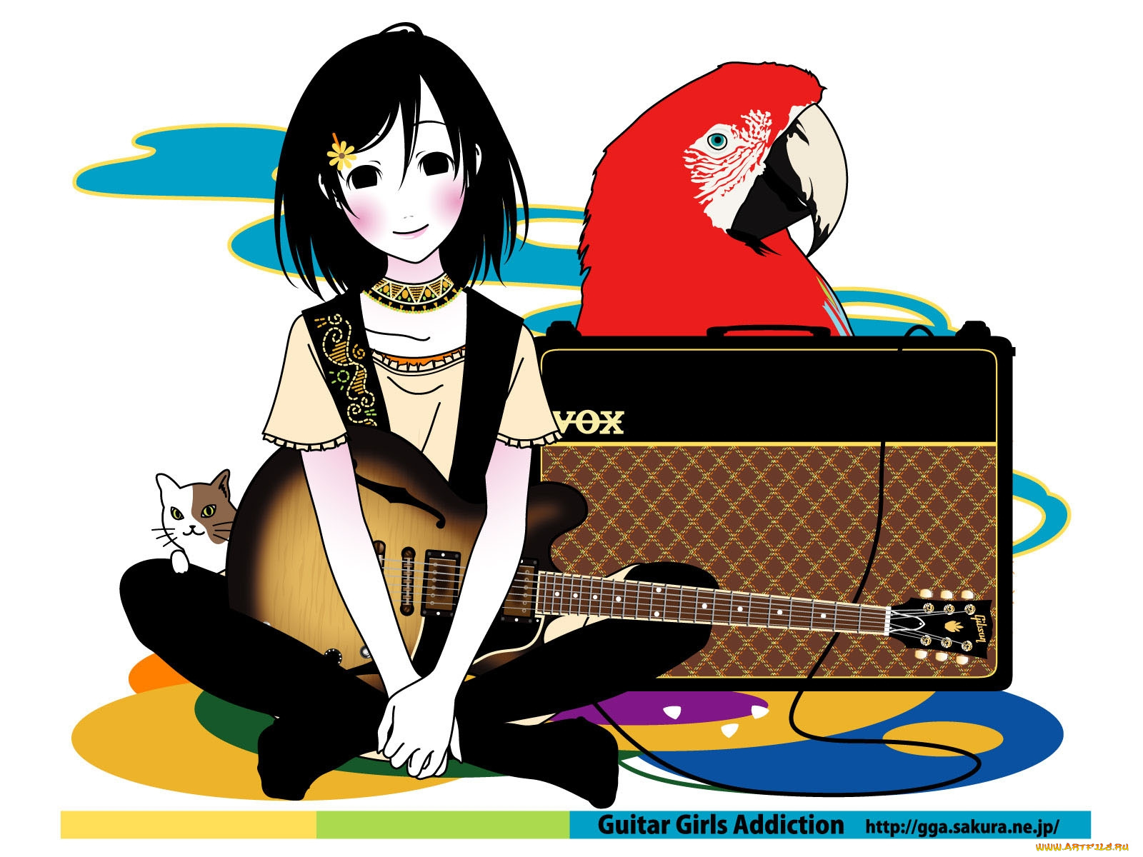 аниме, guitar, girls, addiction