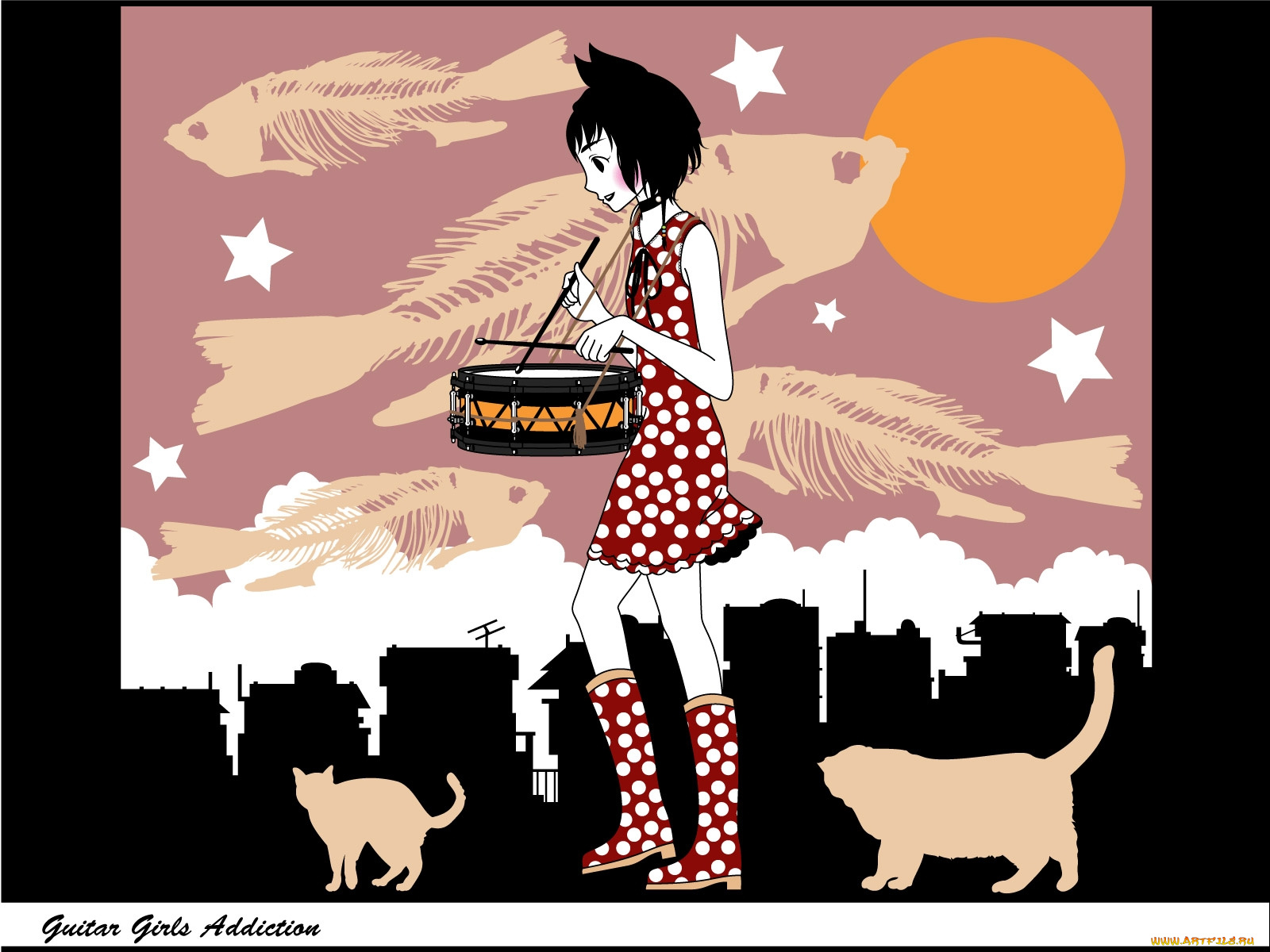 аниме, guitar, girls, addiction