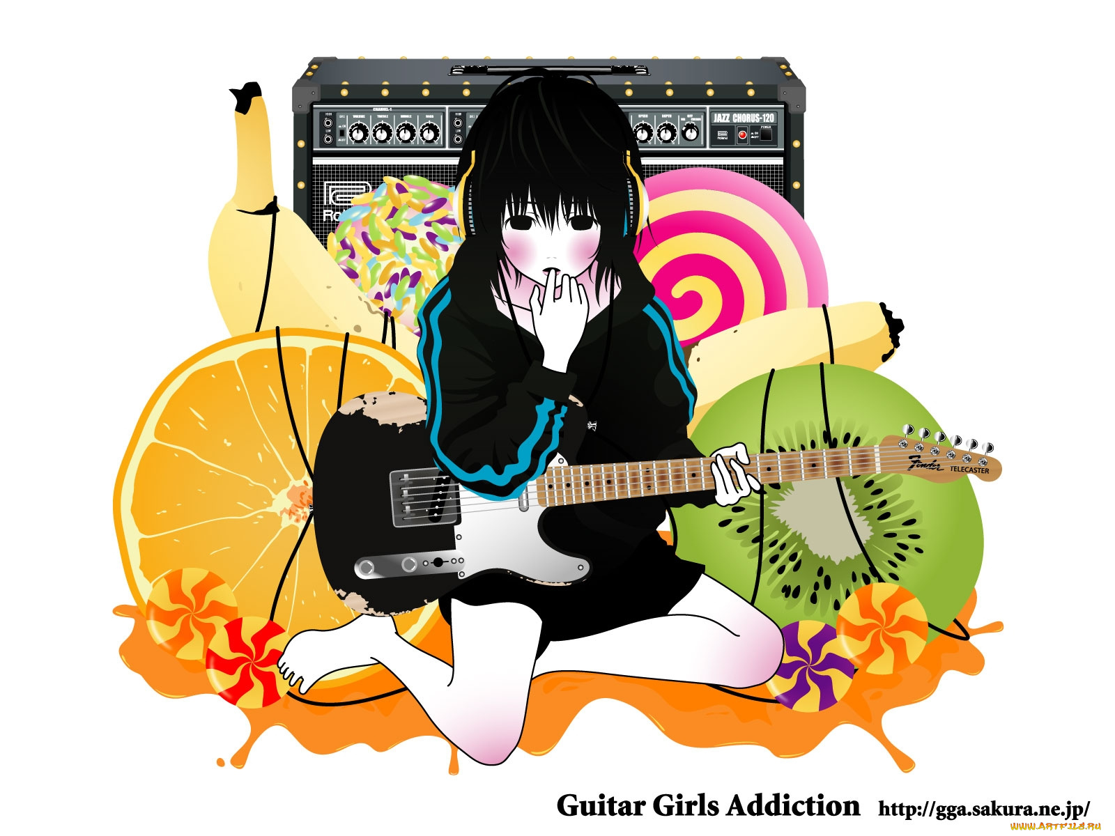 аниме, guitar, girls, addiction