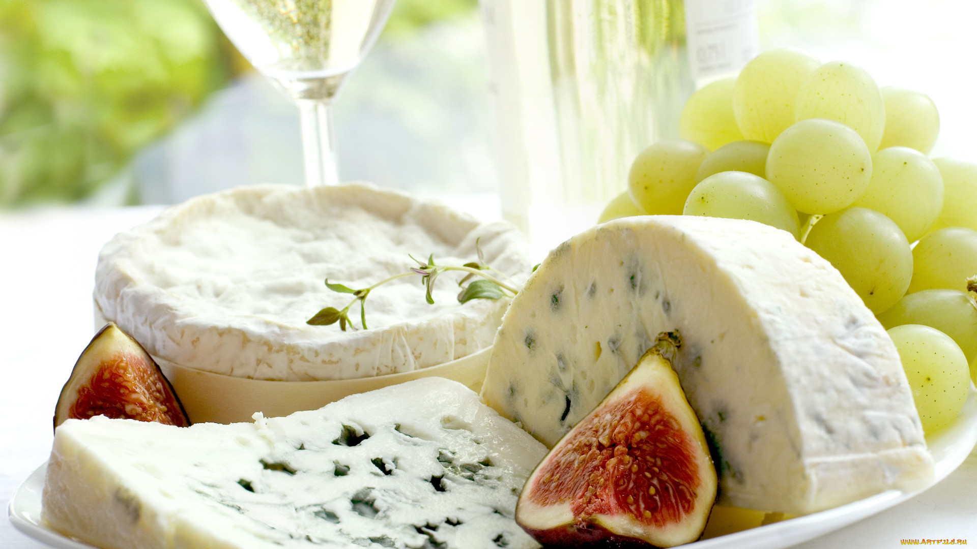еда, сырные, изделия, инжир, виноград, сыры