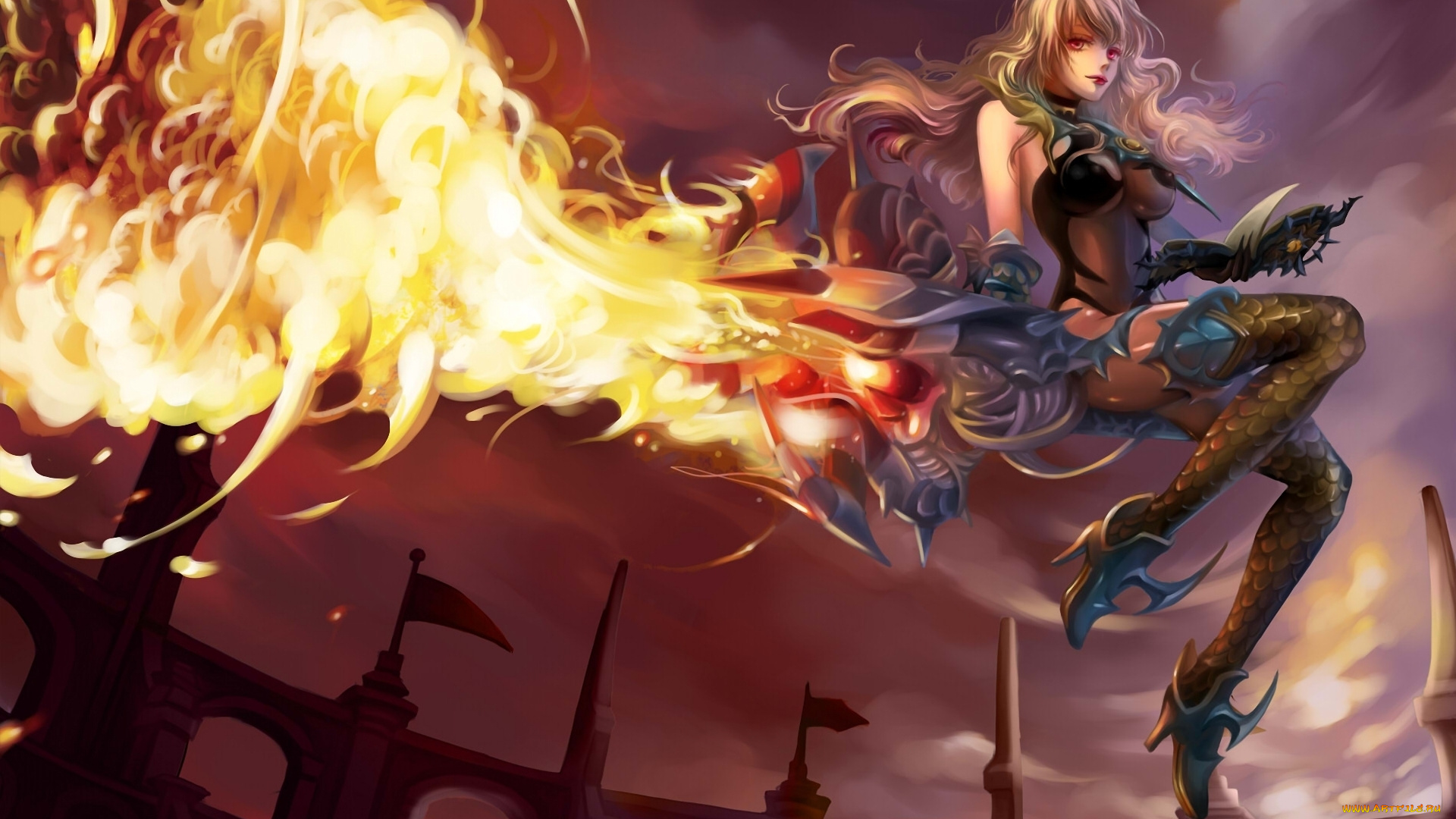 фэнтези, девушки, огонь