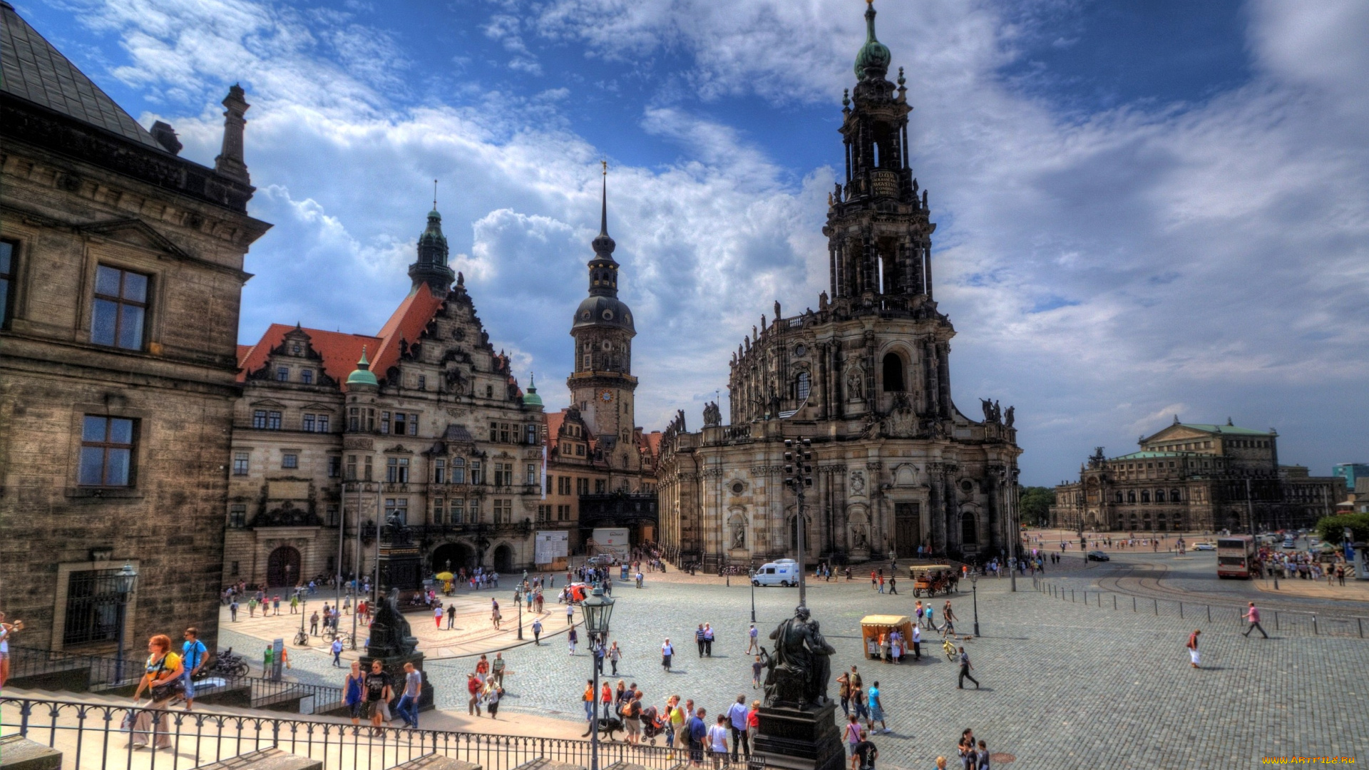 города, дрезден, германия, здания, собор, площадь