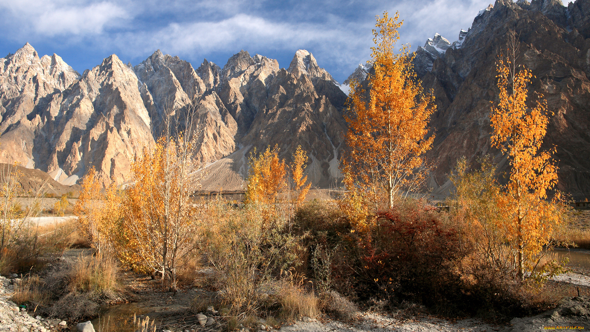 природа, горы, северный, пакистан, осень