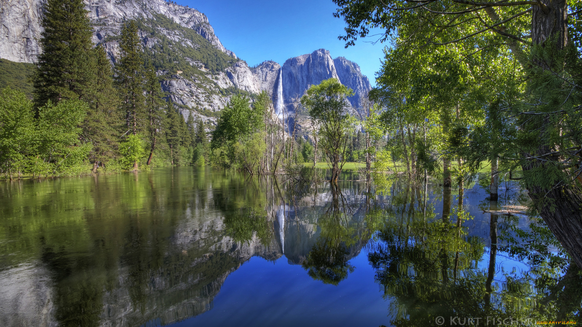 природа, реки, озера, отражение, деревья, вода, горы