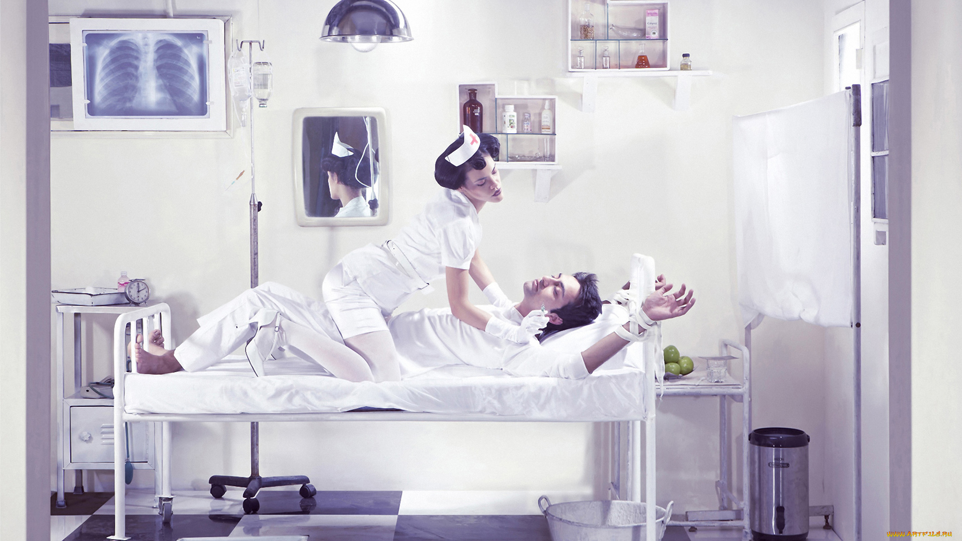 разное, мужчина, женщина, медсестра, больница, ситуация