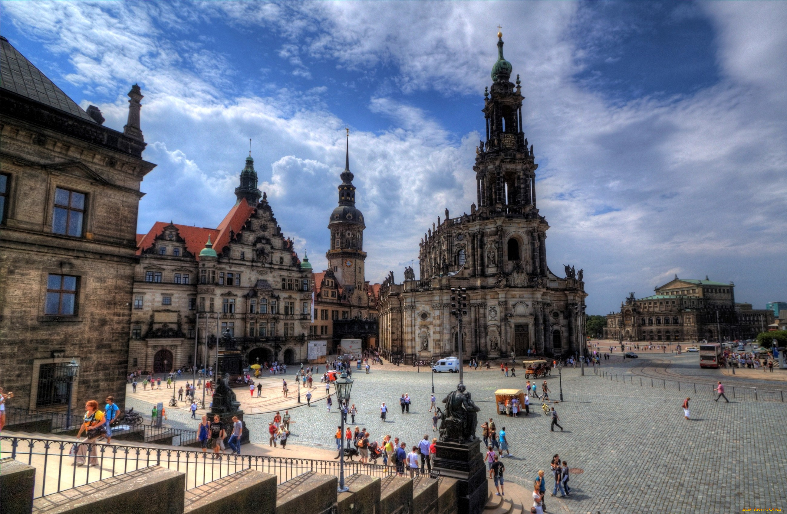 города, дрезден, германия, здания, собор, площадь
