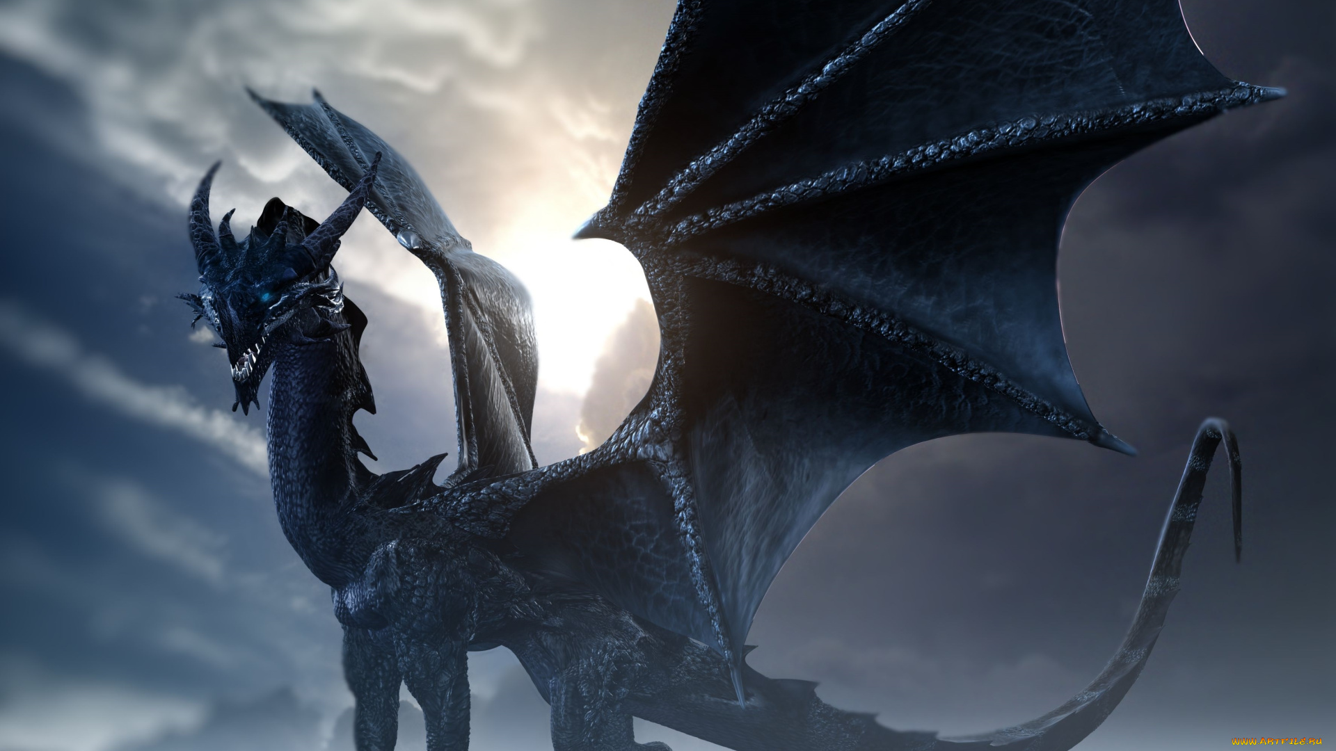 3д, графика, creatures, существа, дракон, цветной, крылья, пасть, рога