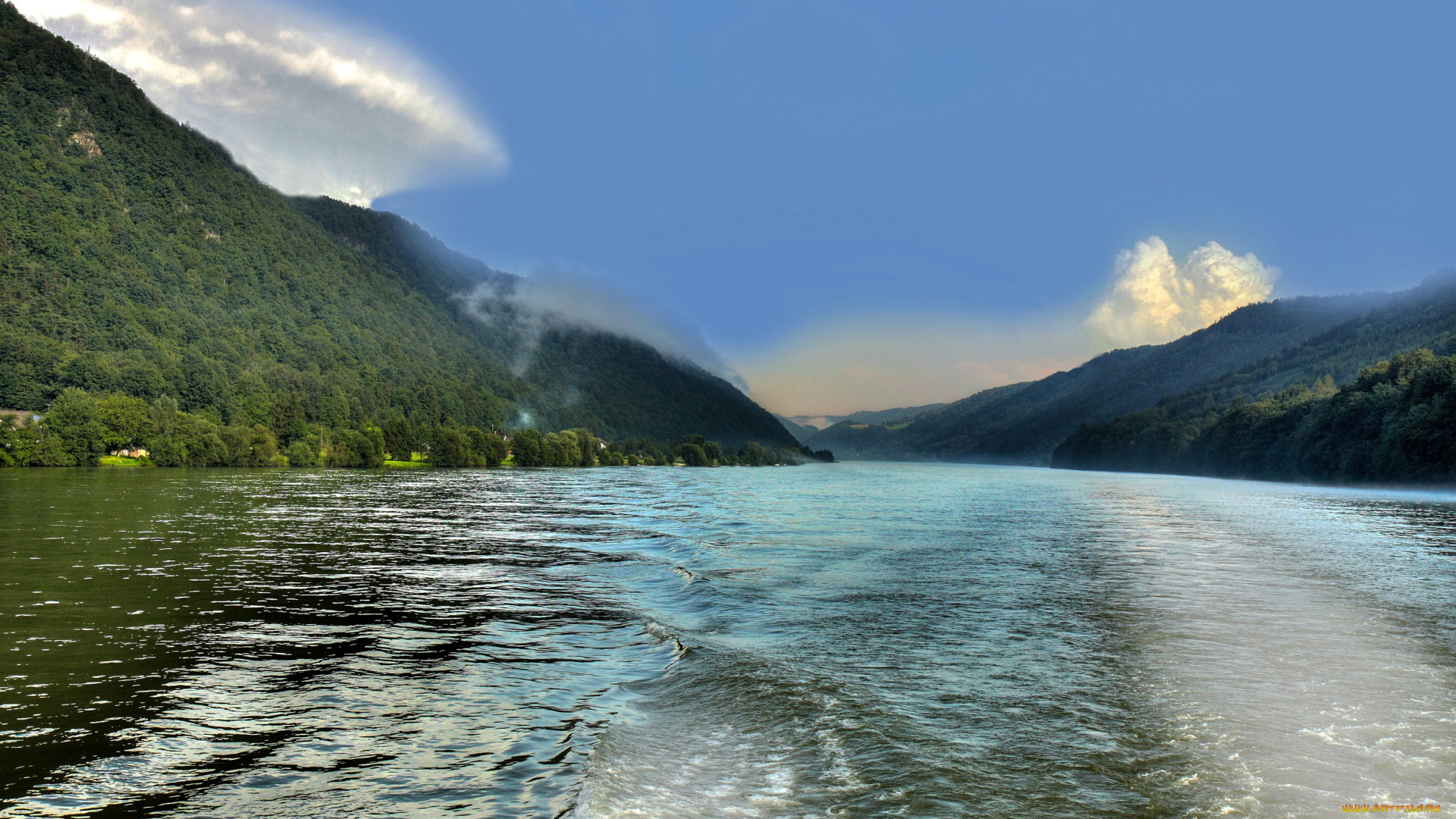 австрия, hofkirchen, природа, реки, озера, деревья, река, берег