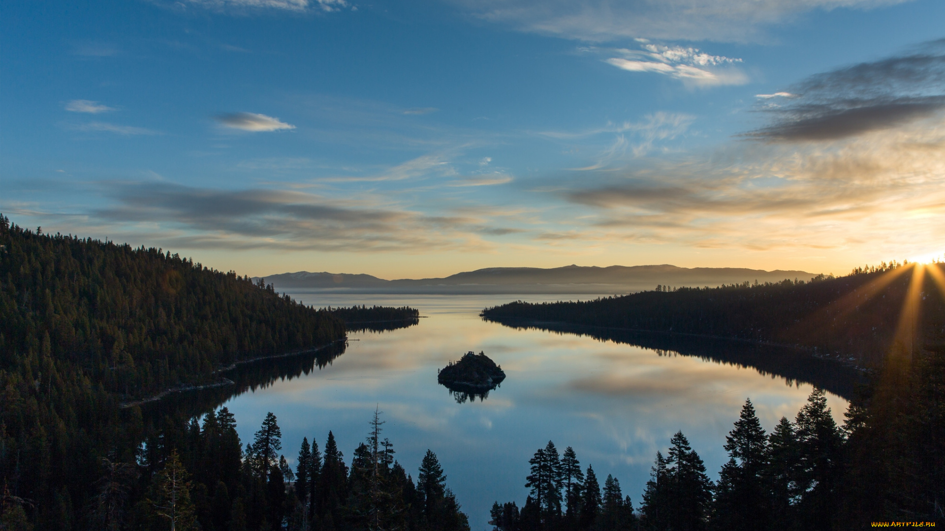 lake, tahoe, природа, реки, озера, озеро, тахо, лес, горы, восход, утро, пейзаж