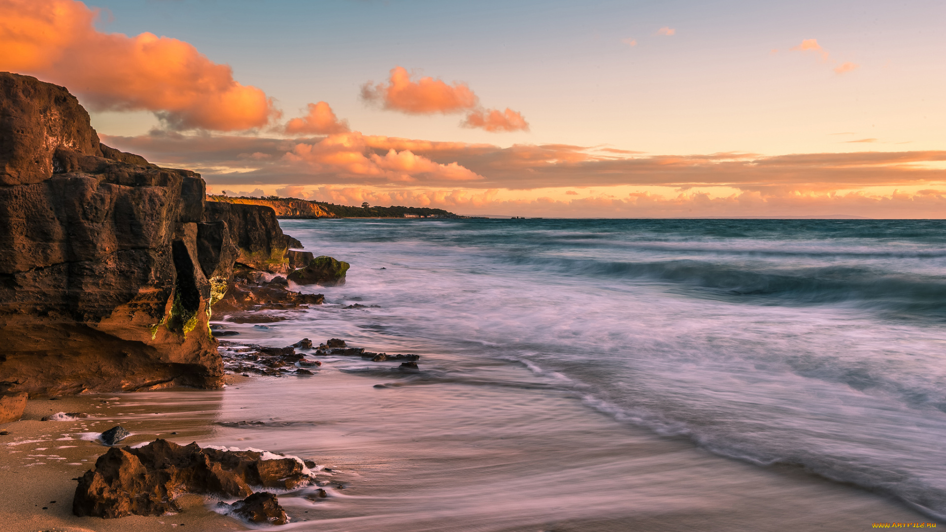 природа, побережье, волны, облака, камни, скалы, пляж, океан