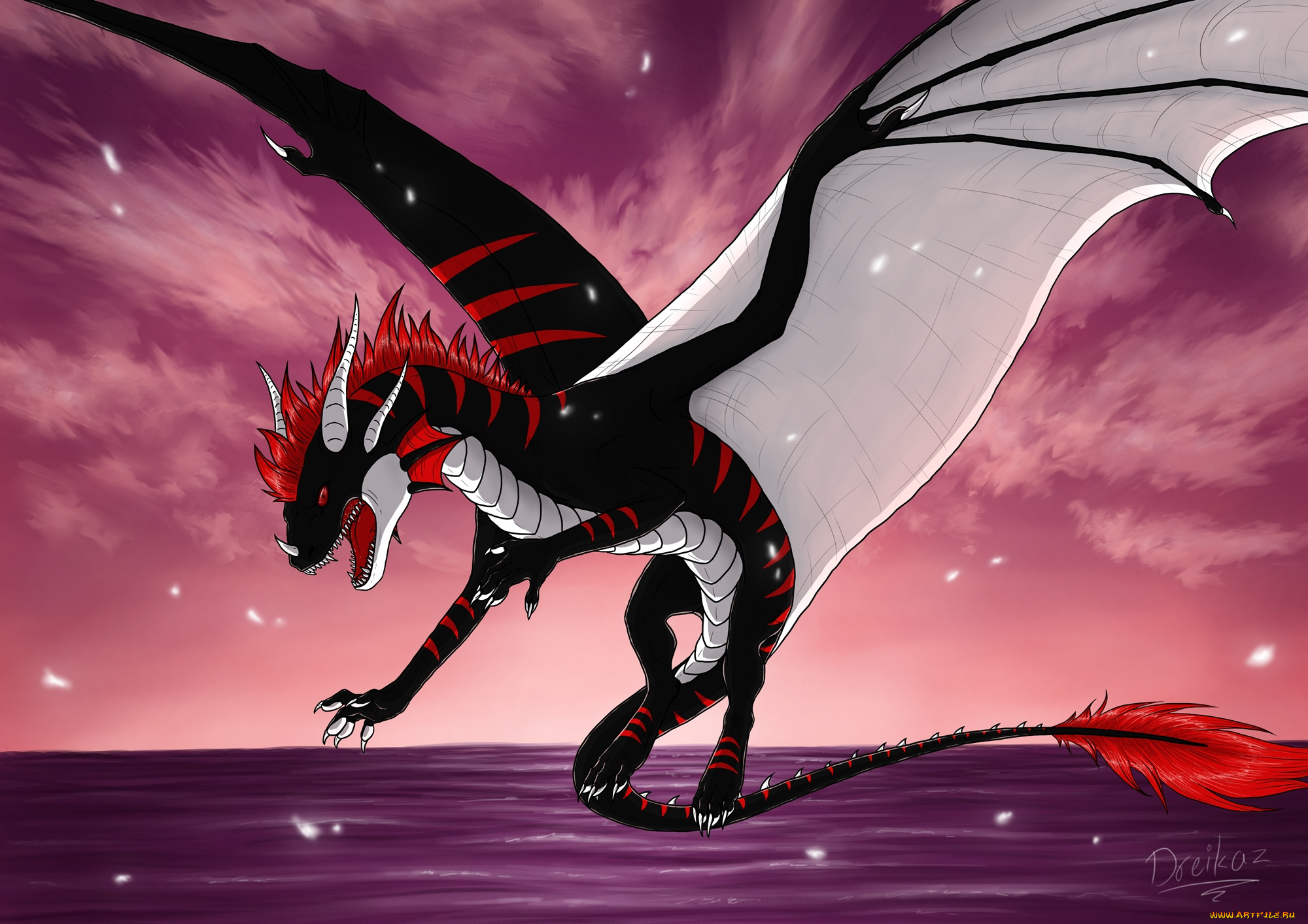 рисованные, животные, сказочные, мифические, дракон