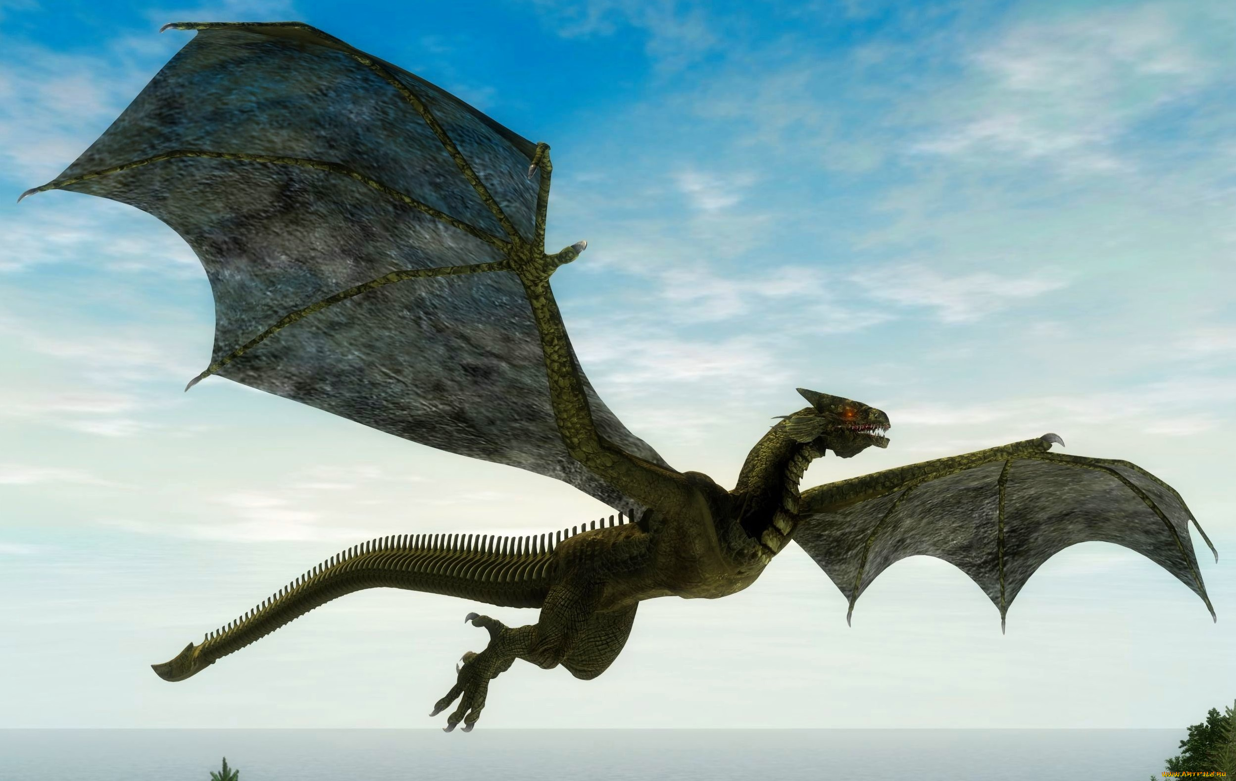 3д, графика, creatures, существа, крылья, хвост, лапы, дракон