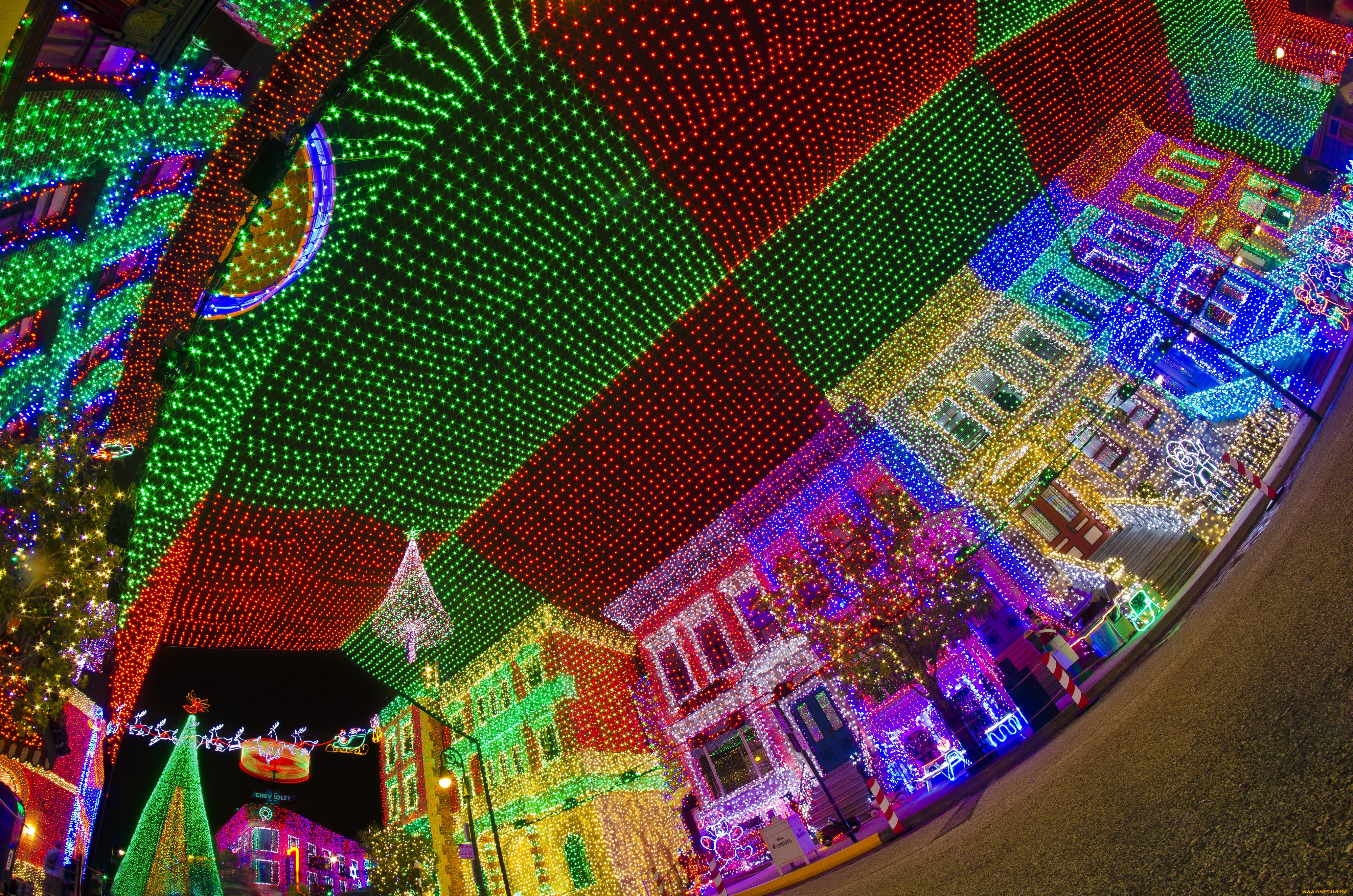 праздничные, новогодние, пейзажи, иллюминация