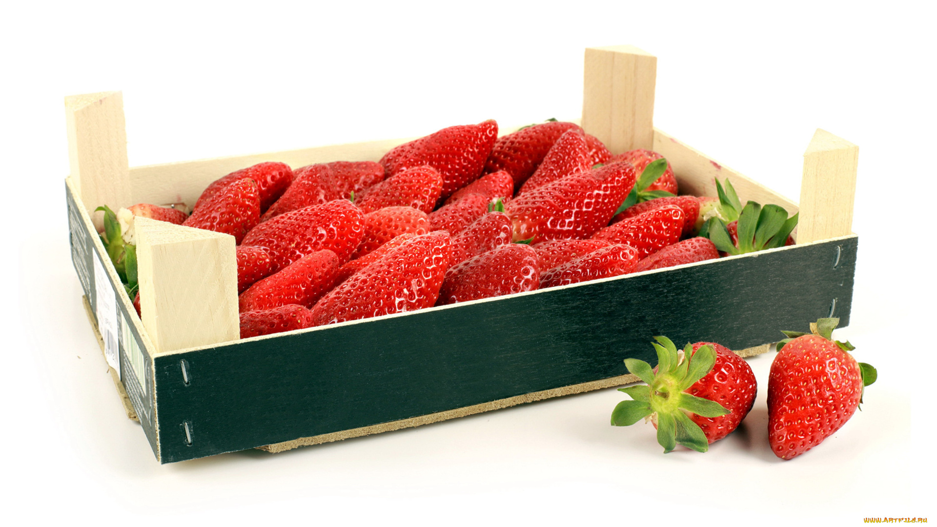 еда, клубника, , земляника, лакомство, ягоды, ящик