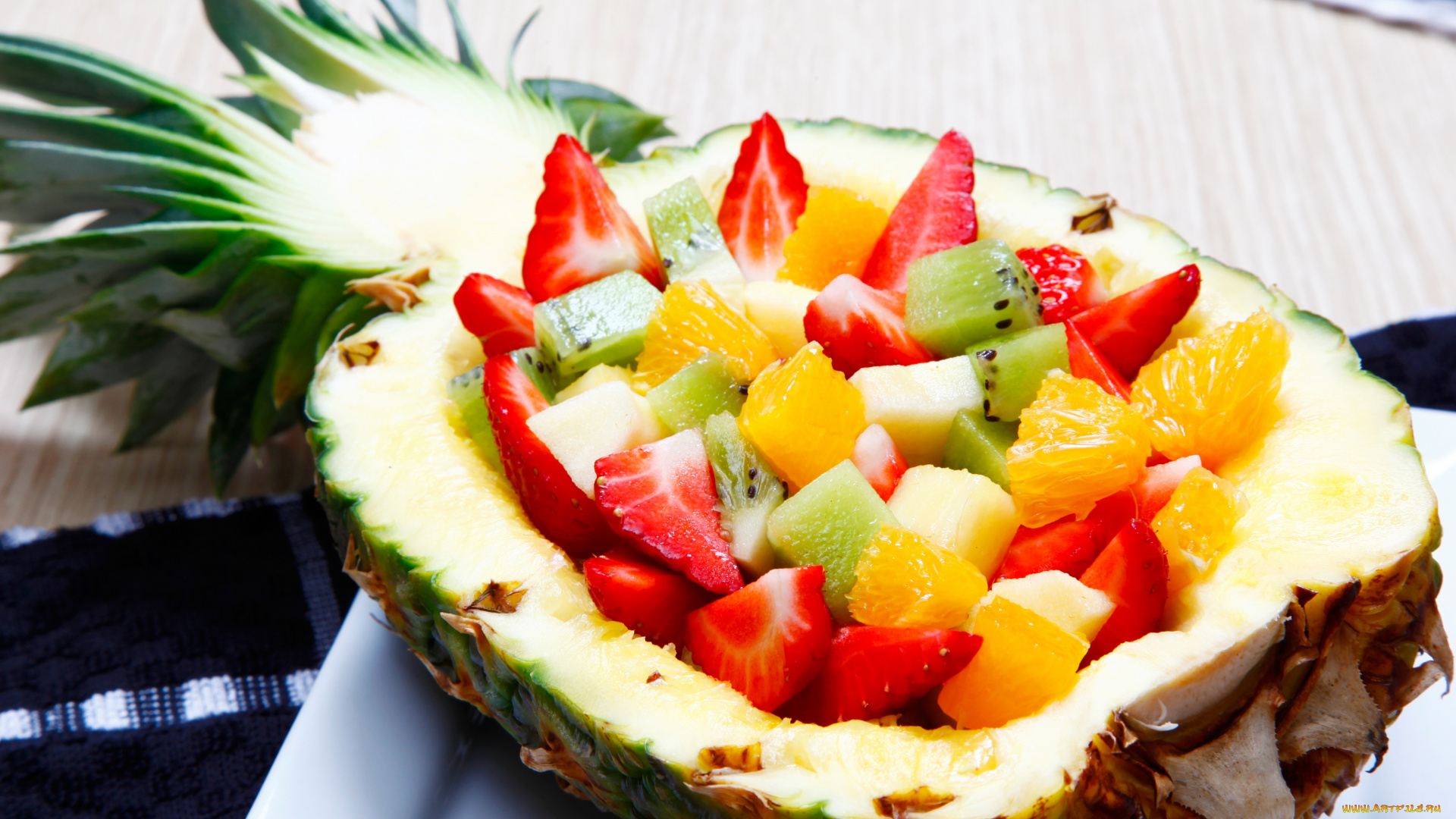 еда, мороженое, , десерты, фруктовый, салат, фрукты, десерт, ананас, клубника, ягоды