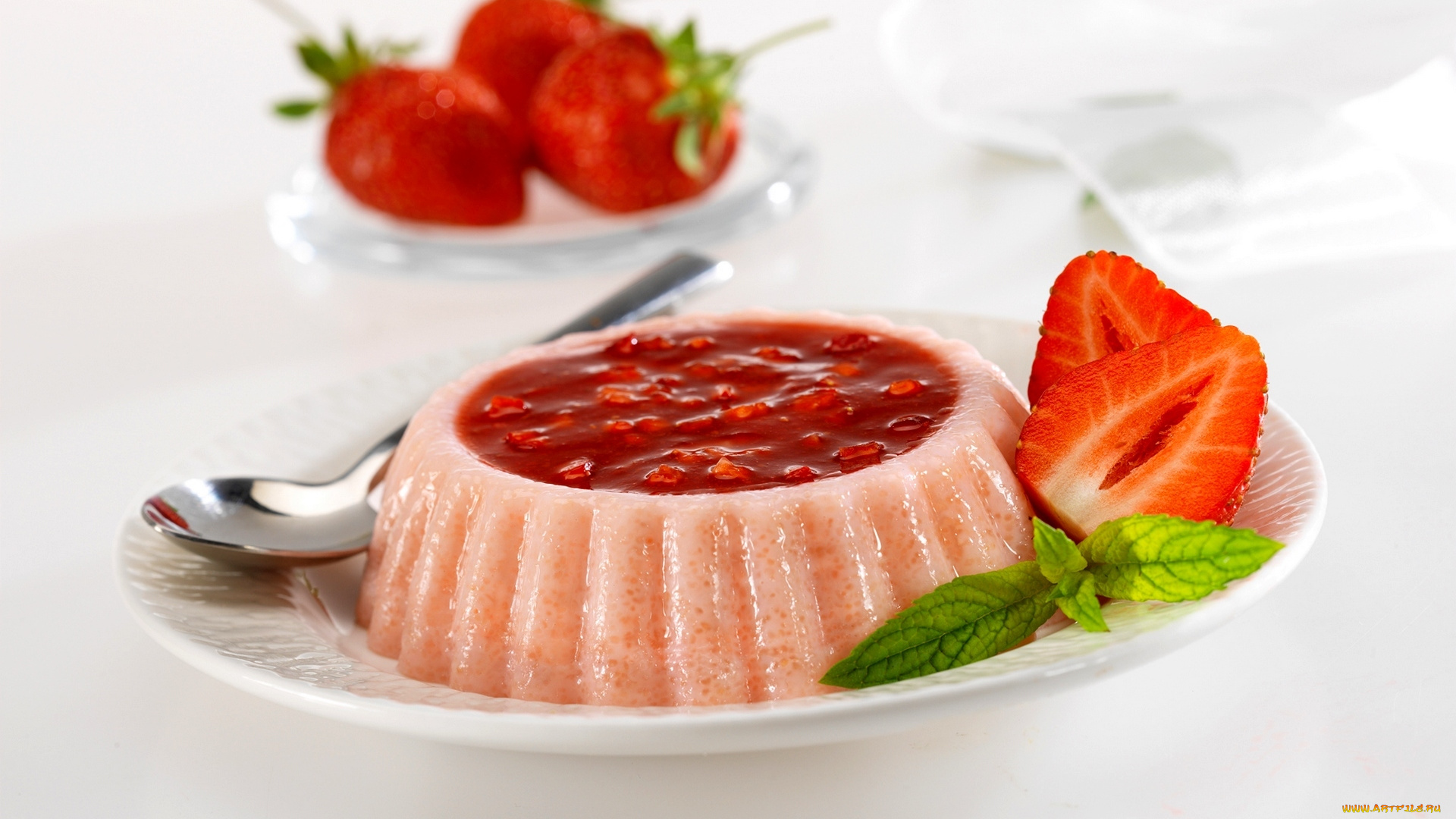 еда, мороженое, , десерты, мята, желе, клубника