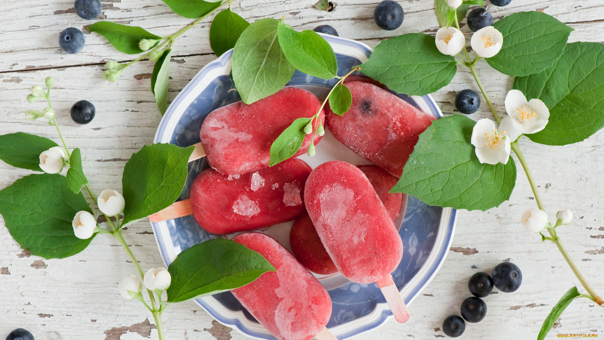 еда, мороженое, , десерты, ягоды, черника, жасмин