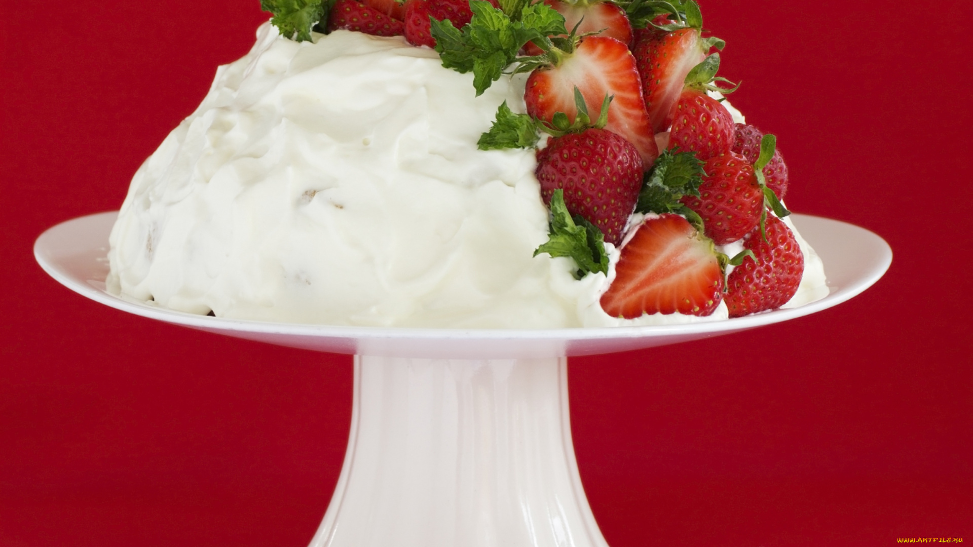 еда, торты, крем, клубника
