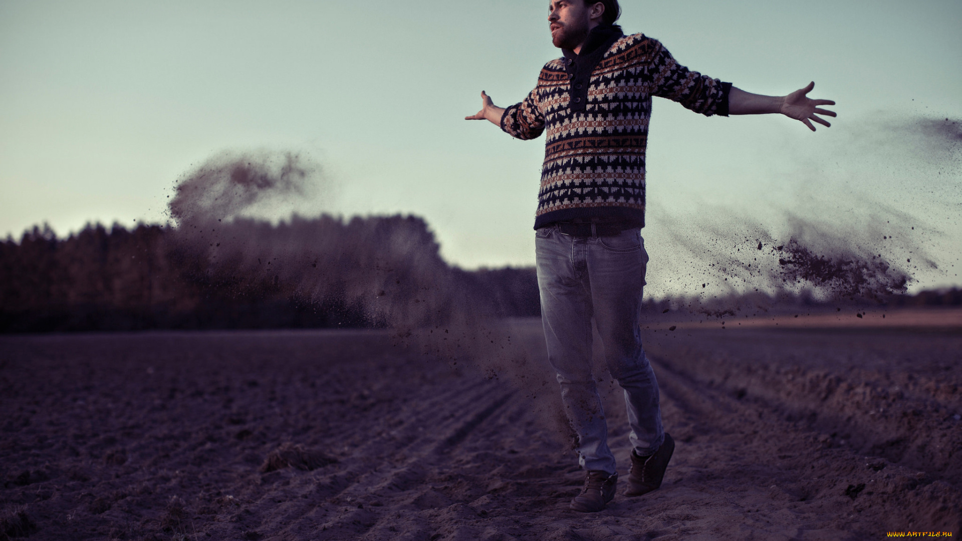 мужчины, -, unsort, пашня, земля, небо, пыль, парень
