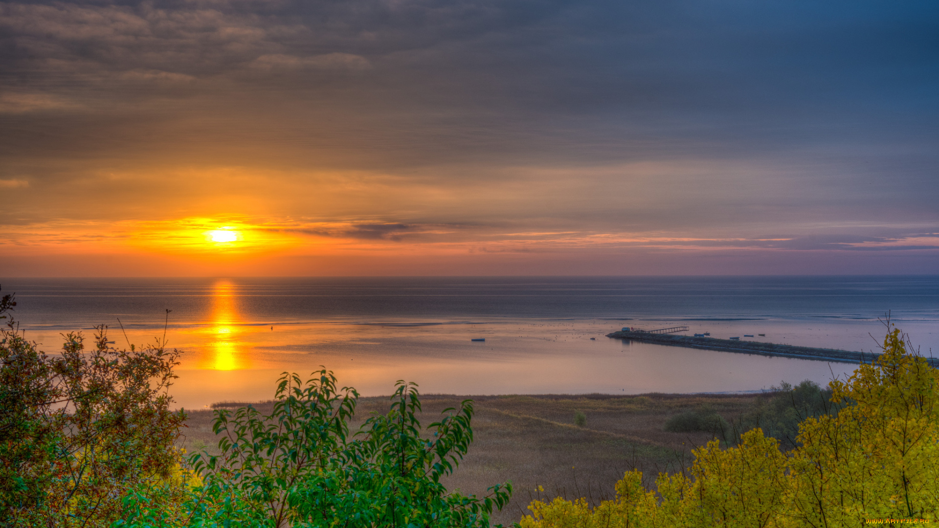 природа, восходы, закаты, солнце, горизонт, океан, пляж