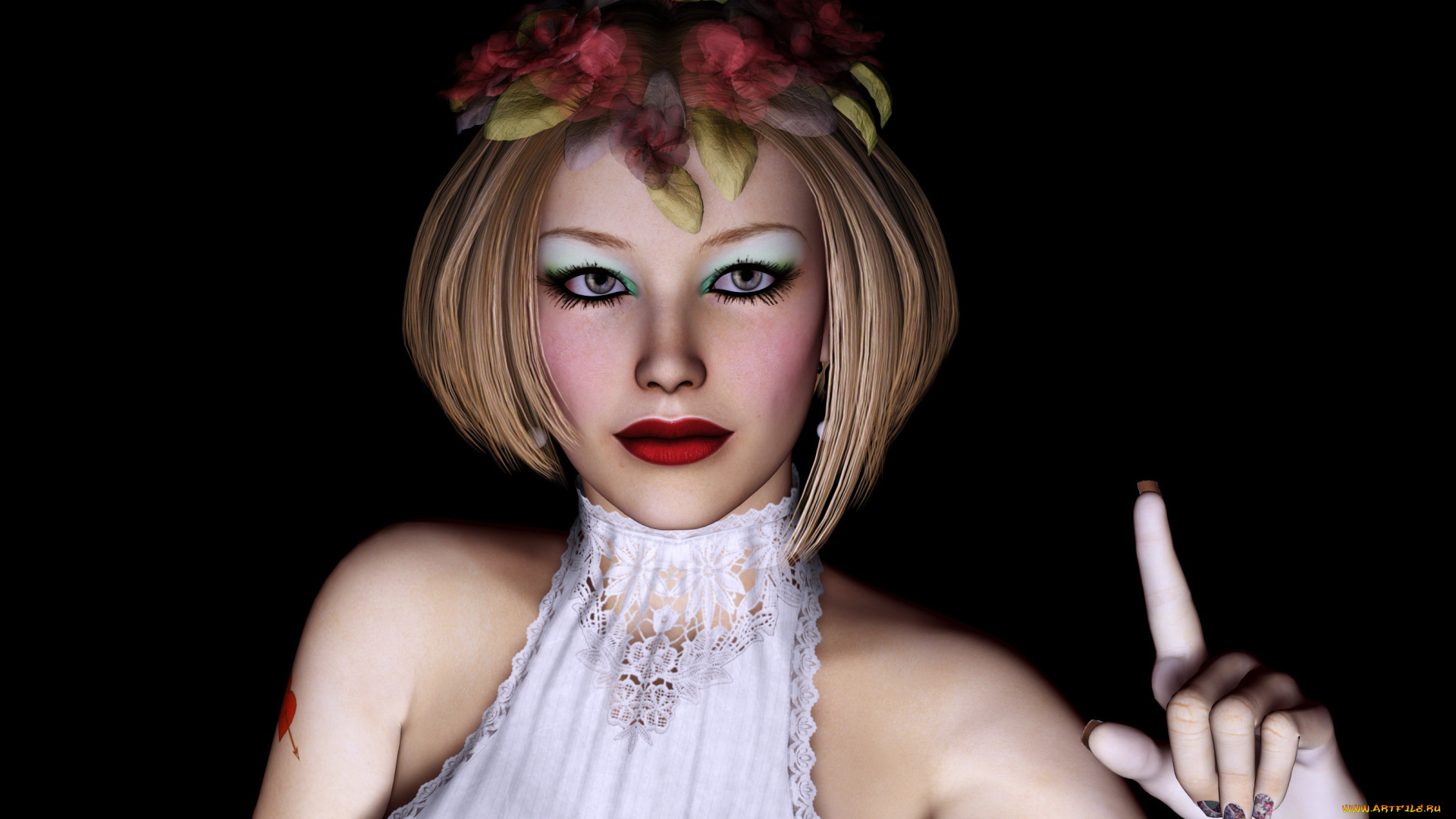 veronica, 3д, графика, portraits, , портрет, фон, взгляд, девушка