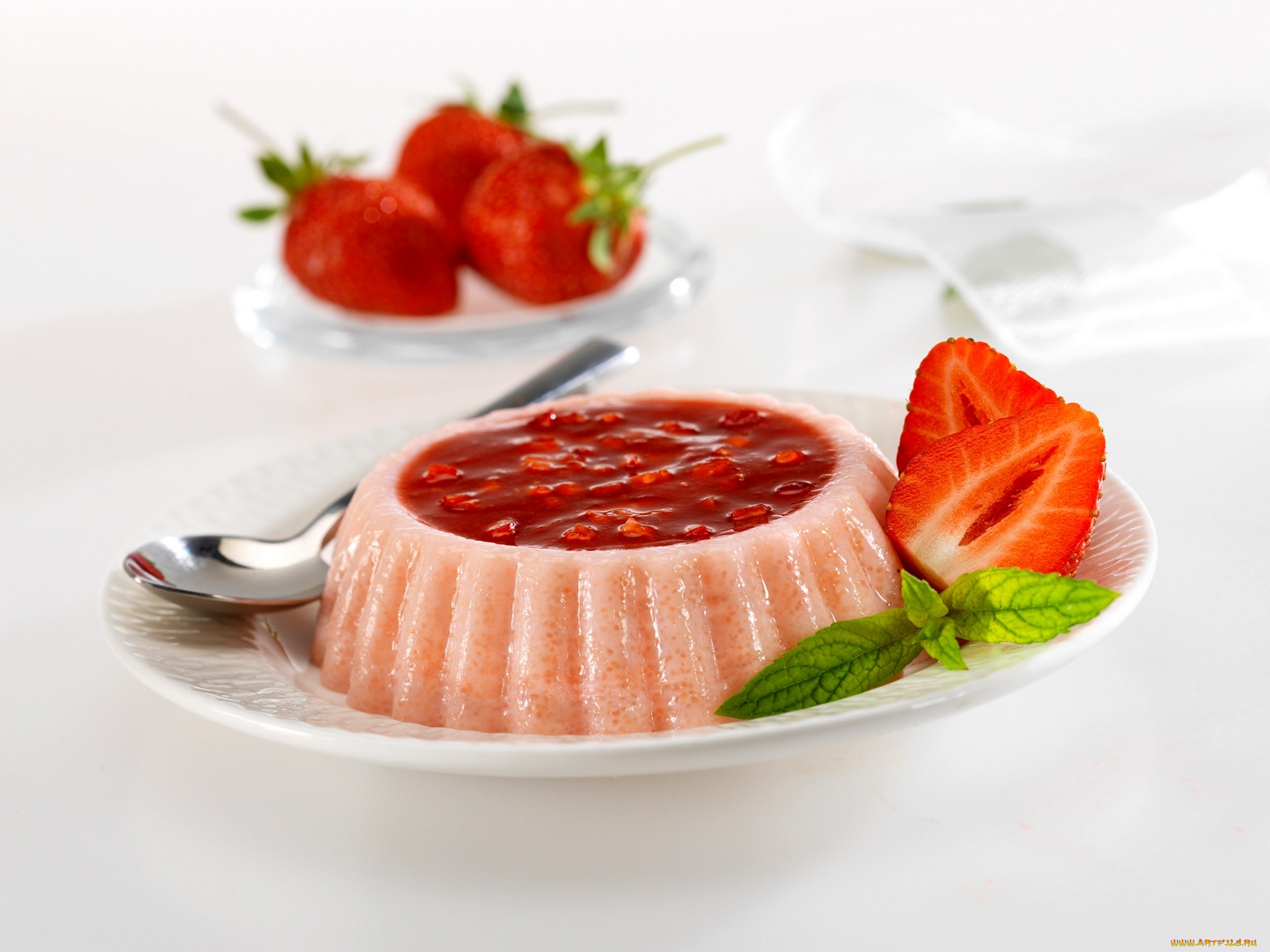 еда, мороженое, , десерты, мята, желе, клубника