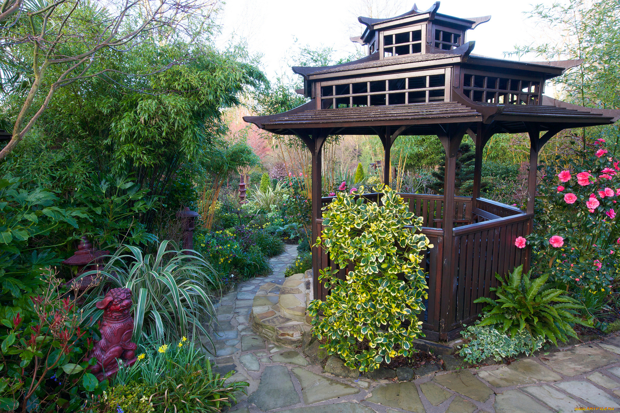 природа, парк, растительность, беседка