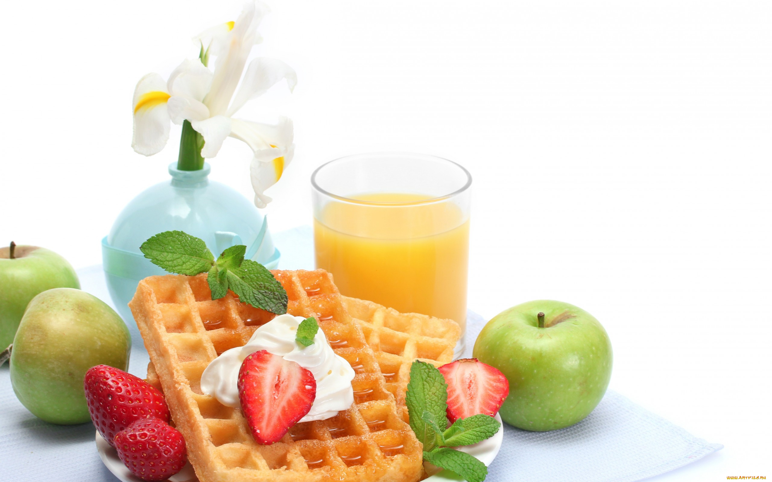 еда, разное, клубника, сок, яблоки, вафли