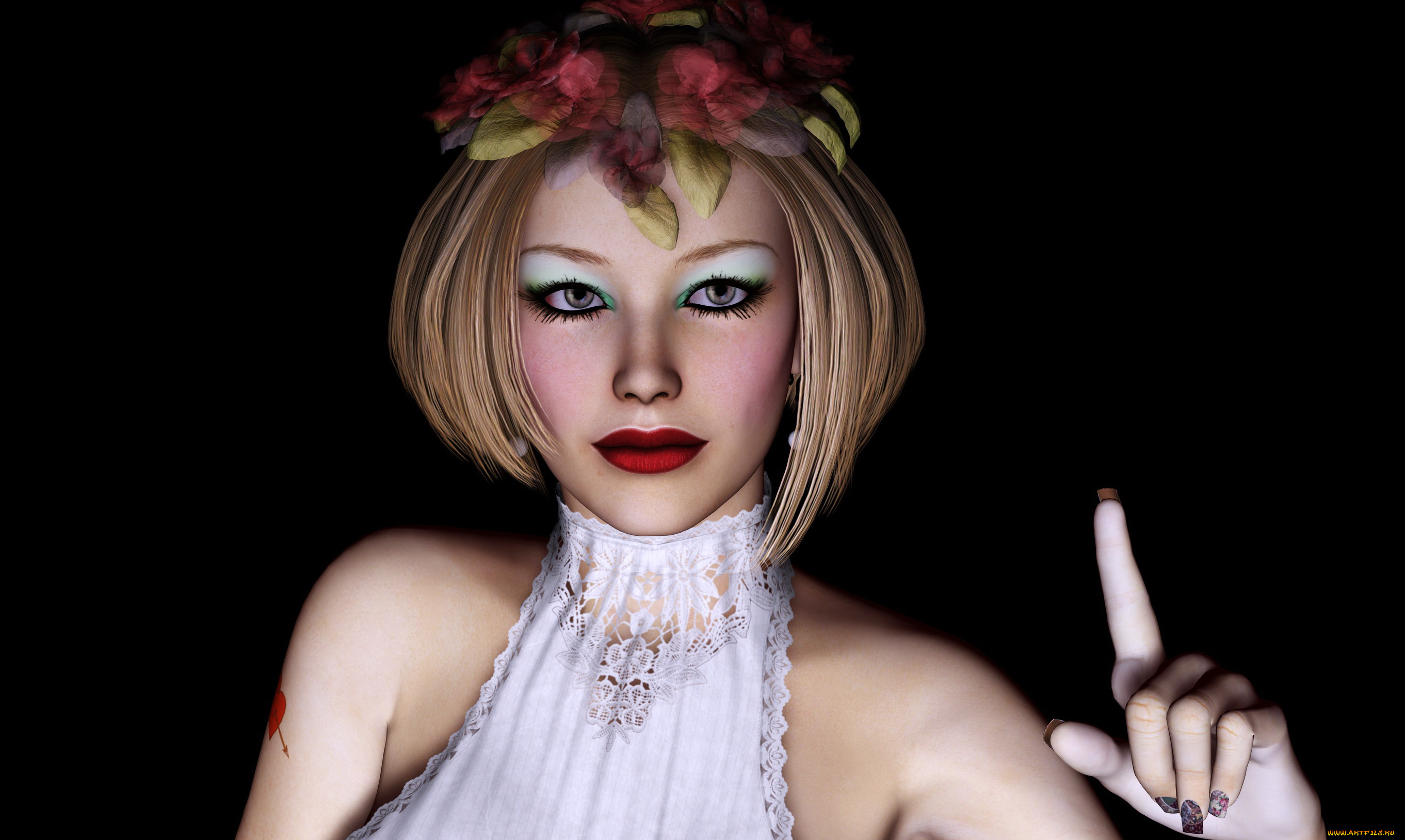 veronica, 3д, графика, portraits, , портрет, фон, взгляд, девушка