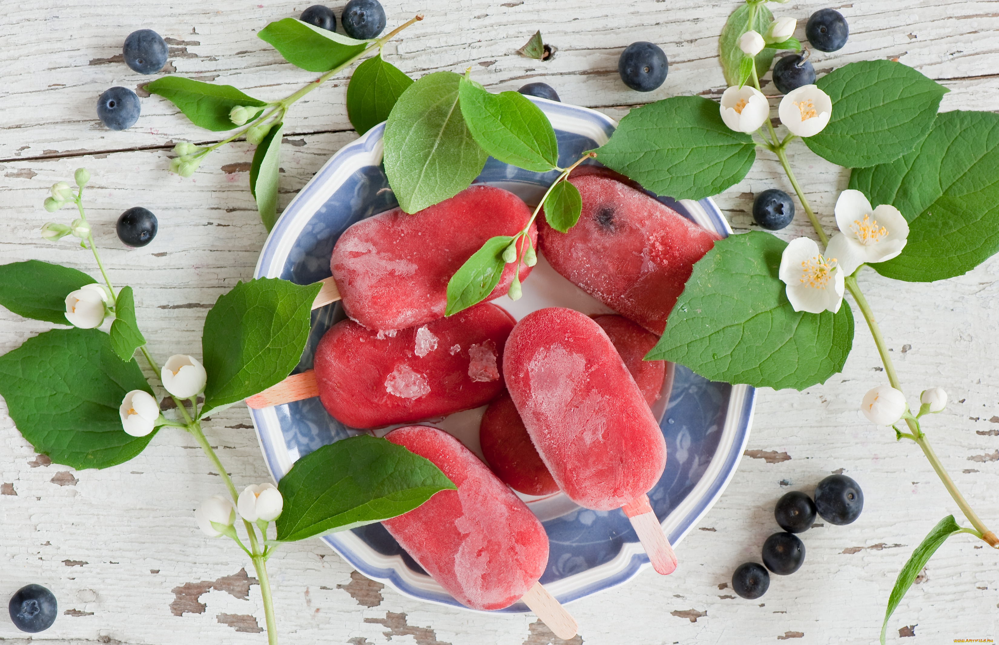 еда, мороженое, , десерты, ягоды, черника, жасмин