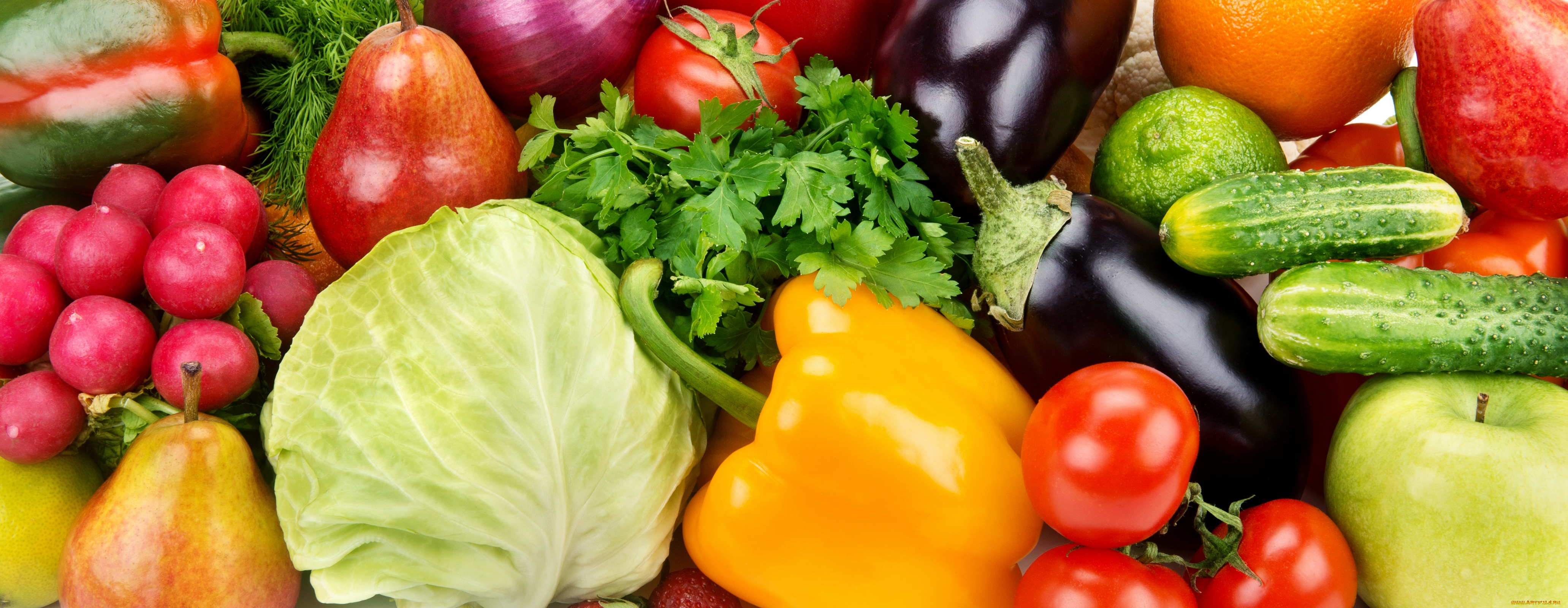 еда, фрукты, и, овощи, вместе, огурцы, помидоры, капуста, овощи, фрукты, паприка, груши, редиска, петрушка, баклажаны