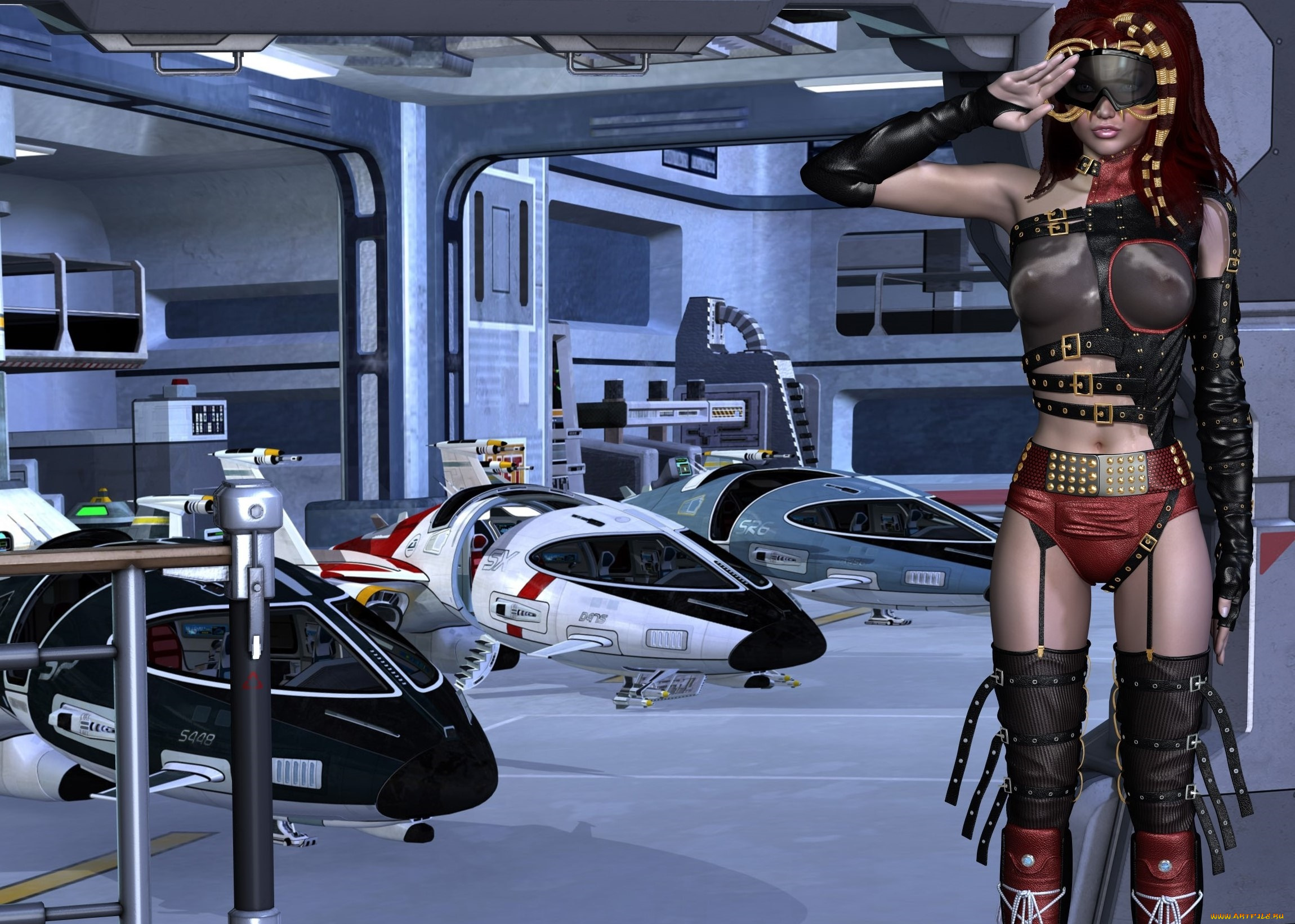 3д, графика, фантазия, , fantasy, самолеты, фон, взгляд, девушка