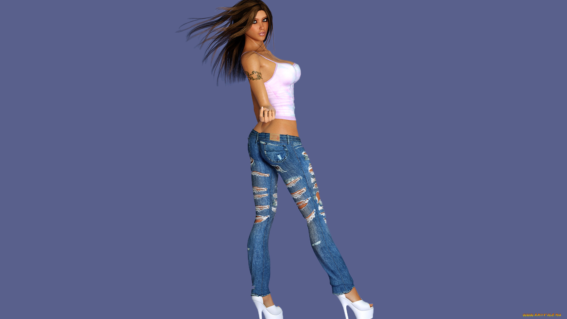 3д, графика, люди, , people, фон, девушка, тату, взгляд