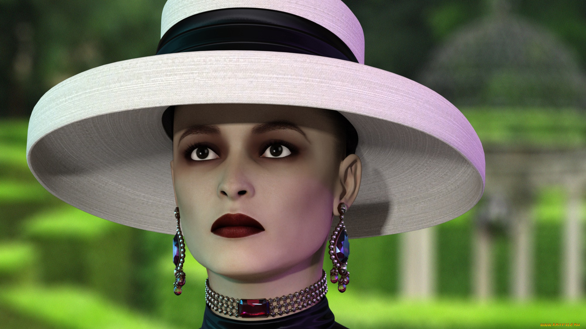3д, графика, люди, , people, фон, взгляд, девушка, шляпа