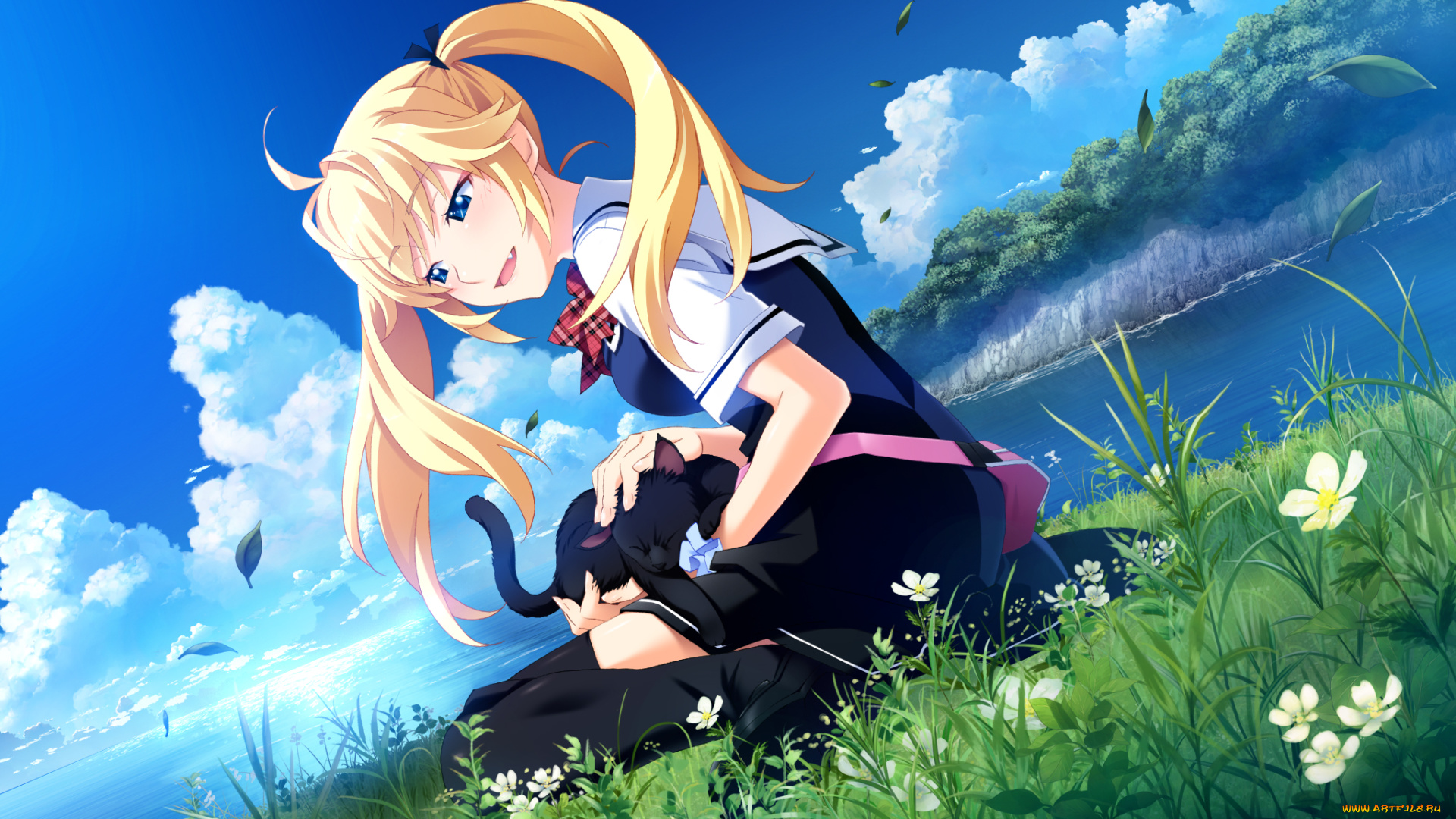 аниме, grisaia, no, rakuen, девушка, взгляд, фон