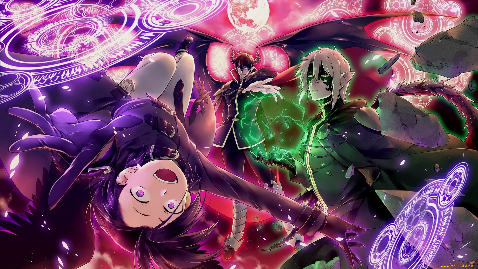 аниме, hataraku, maou-sama, парни, демоны