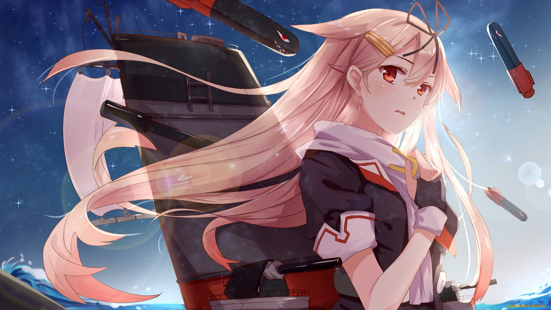 аниме, kantai, collection, девушка, фон, взгляд