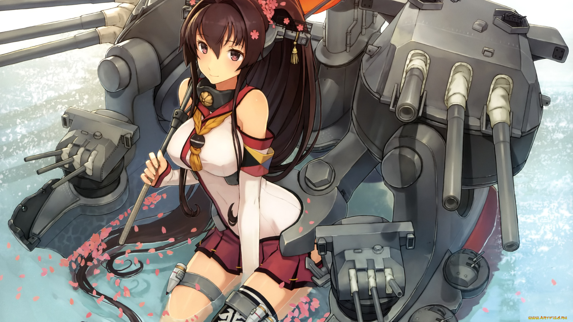 аниме, kantai, collection, девушка, взгляд, фон