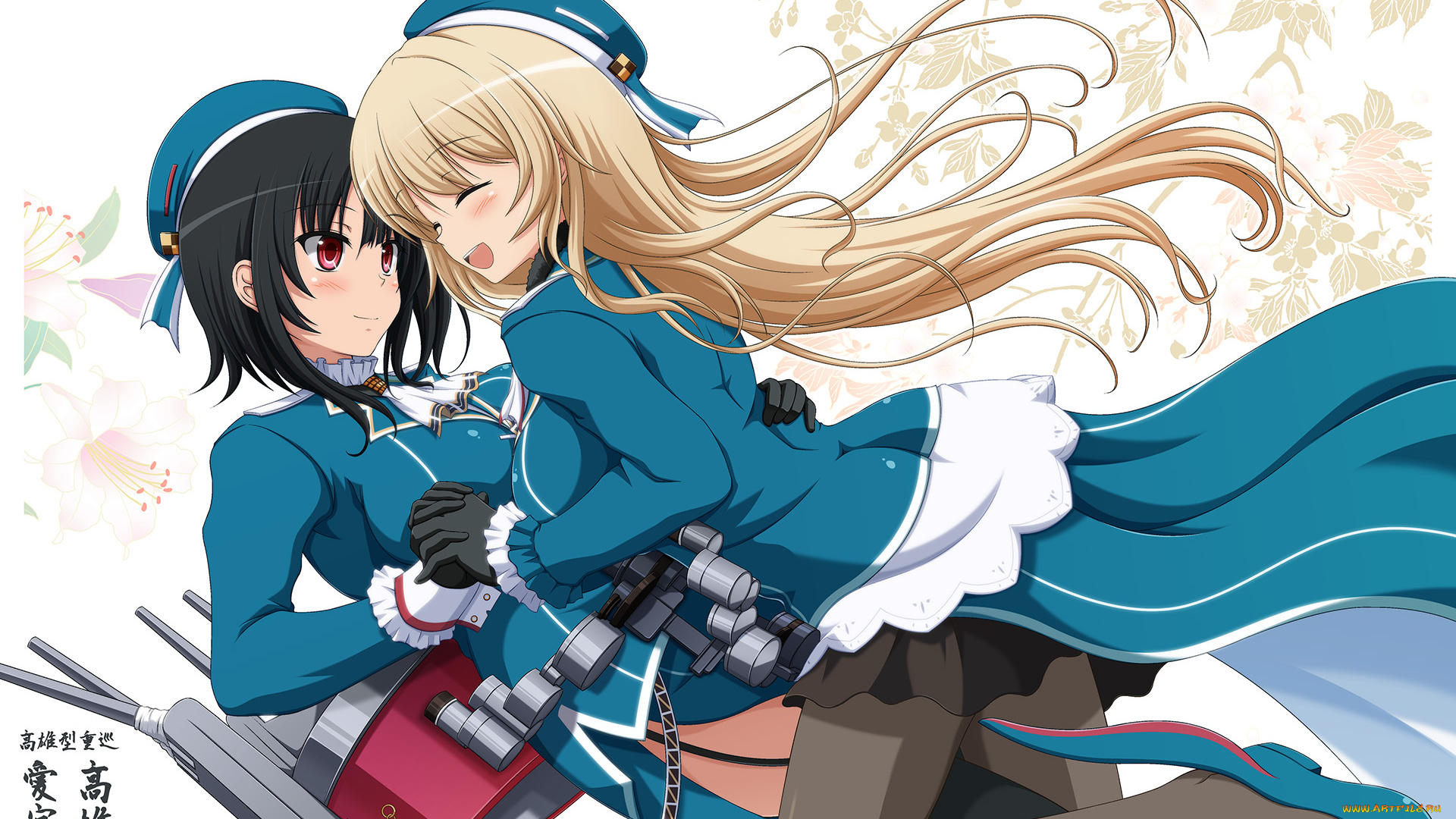 аниме, kantai, collection, девушки, взгляд, фон