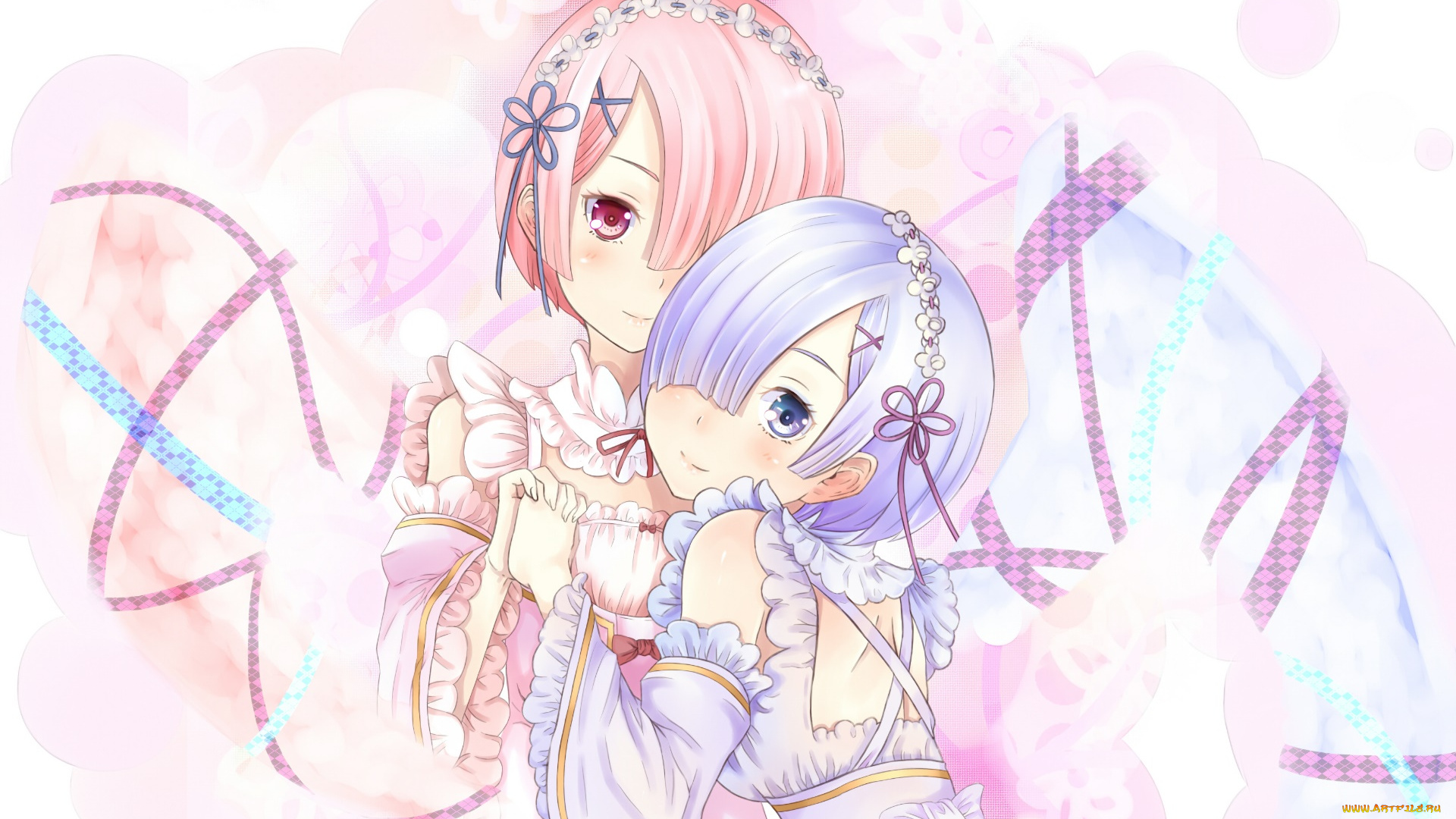 аниме, re, , zero, kara, hajimeru, isekai, seikatsu, девушки, взгляд, фон